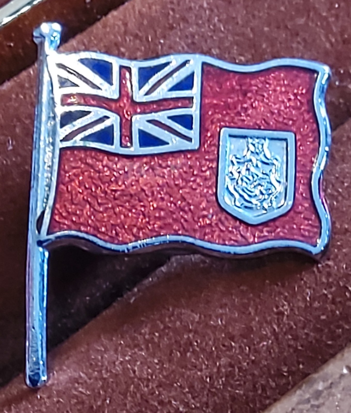 Vintage Enamel Brooch - Bermuda (British Overseas Territory) Flag - Silver-Tone
