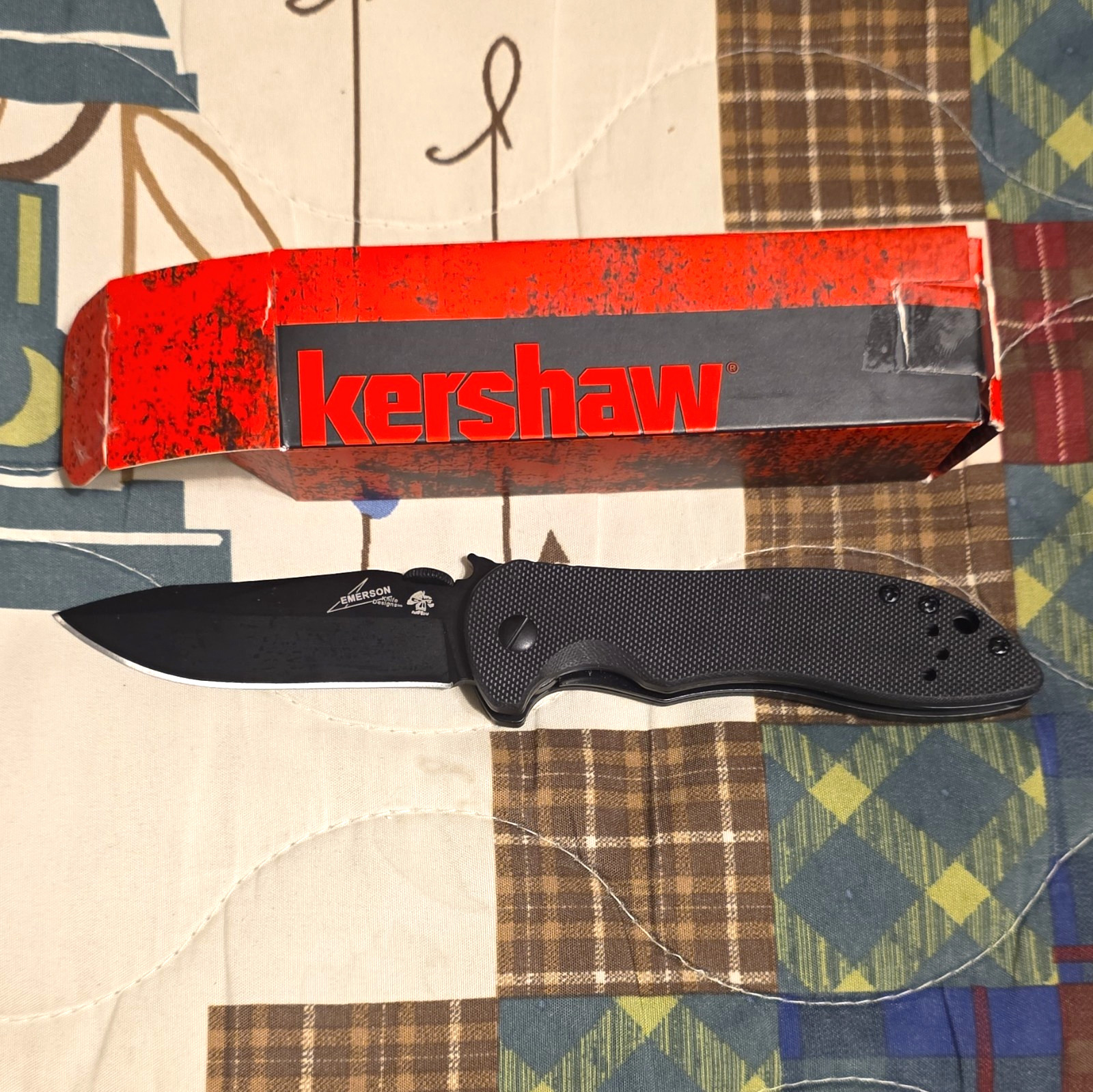 Kershaw Emerson CQC-5K 6074BLK Black G10 SS Plain Clip Point Liner Clip