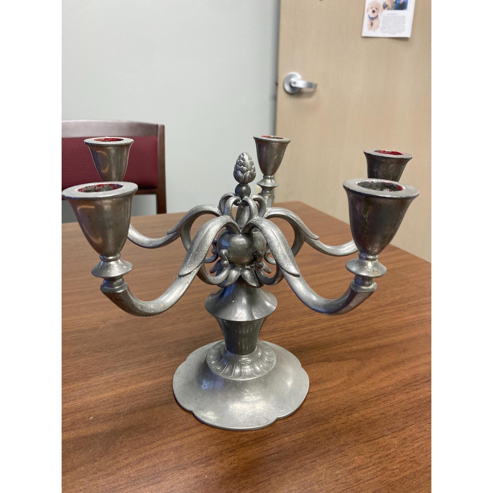 Vintage Just Andersen Pewter Candelabra – 5-Arm Art Deco Candle Holder