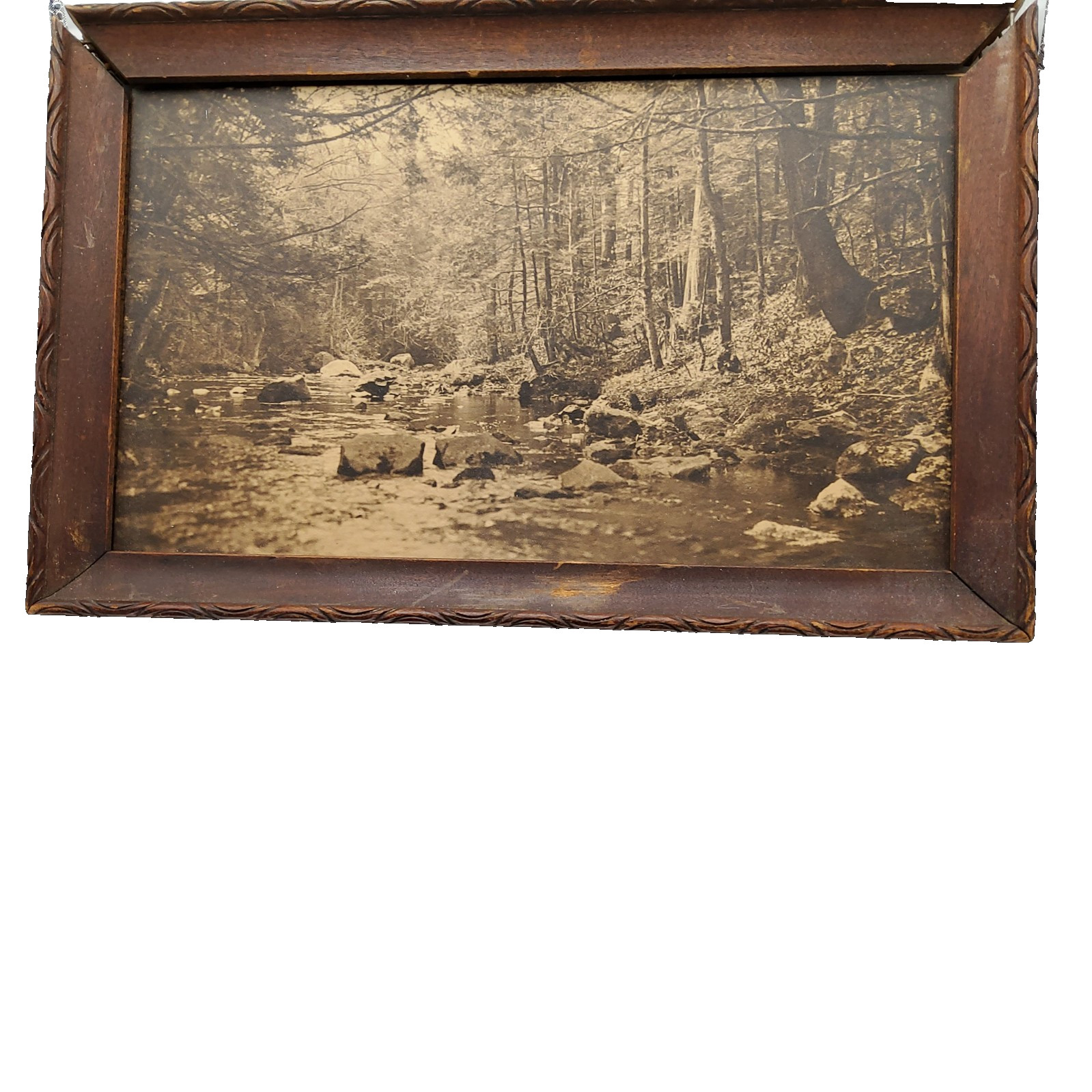 Antique Sepia Landscape Photo Wiley Art Store Hartford CT Frame 11x7 C. 1900