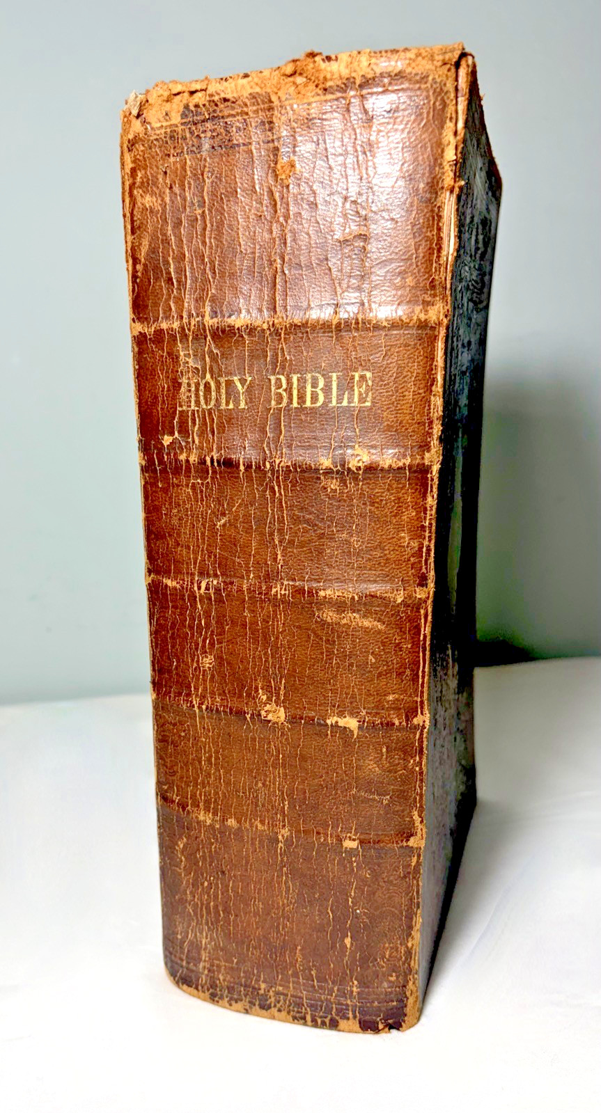 Antique 1867 Civil War Era Holy Bible Leather Bound American Society NY Antique 1867 Civil War Era Holy Bible Leather Bound American Society NY