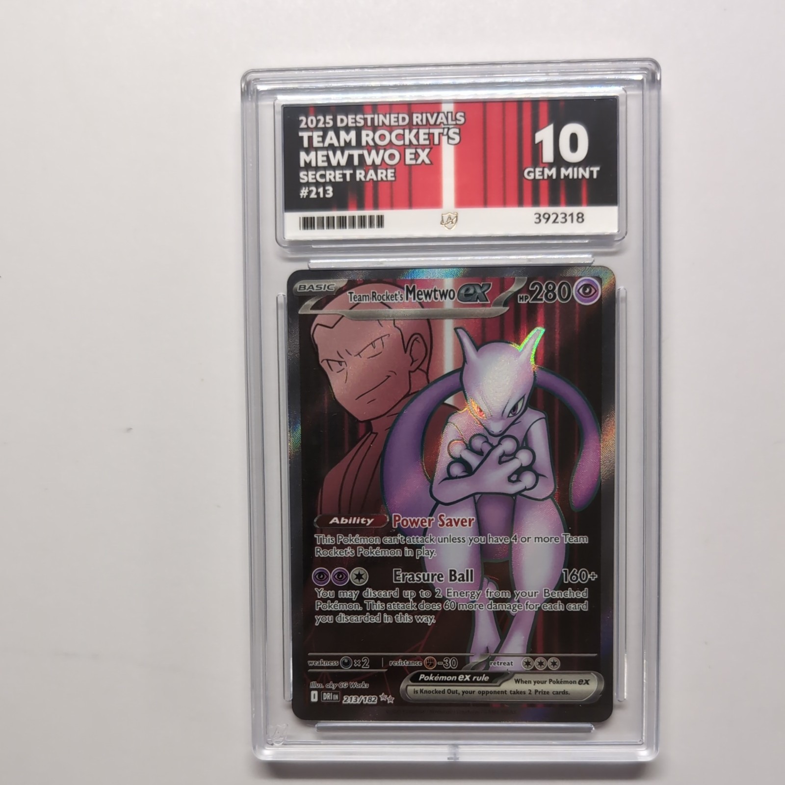 Team Rockets Mewtwo EX 213/182 - Destined Rivals 2025 - Pokémon Card - Ace GM 10 Team Rockets Mewtwo EX 213/182 - Destined Rivals 2025 - Pokémon Card - Ace GM 10