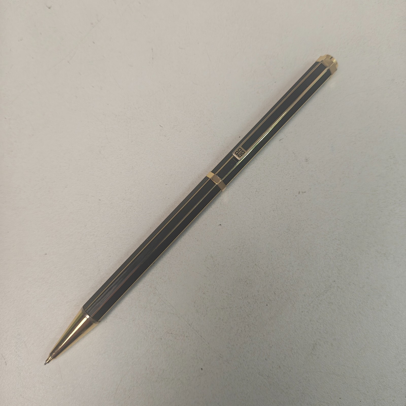 Vintage Givenchy Mechanical Pencil Black Lacquer Gold Tone Double G Logo Working