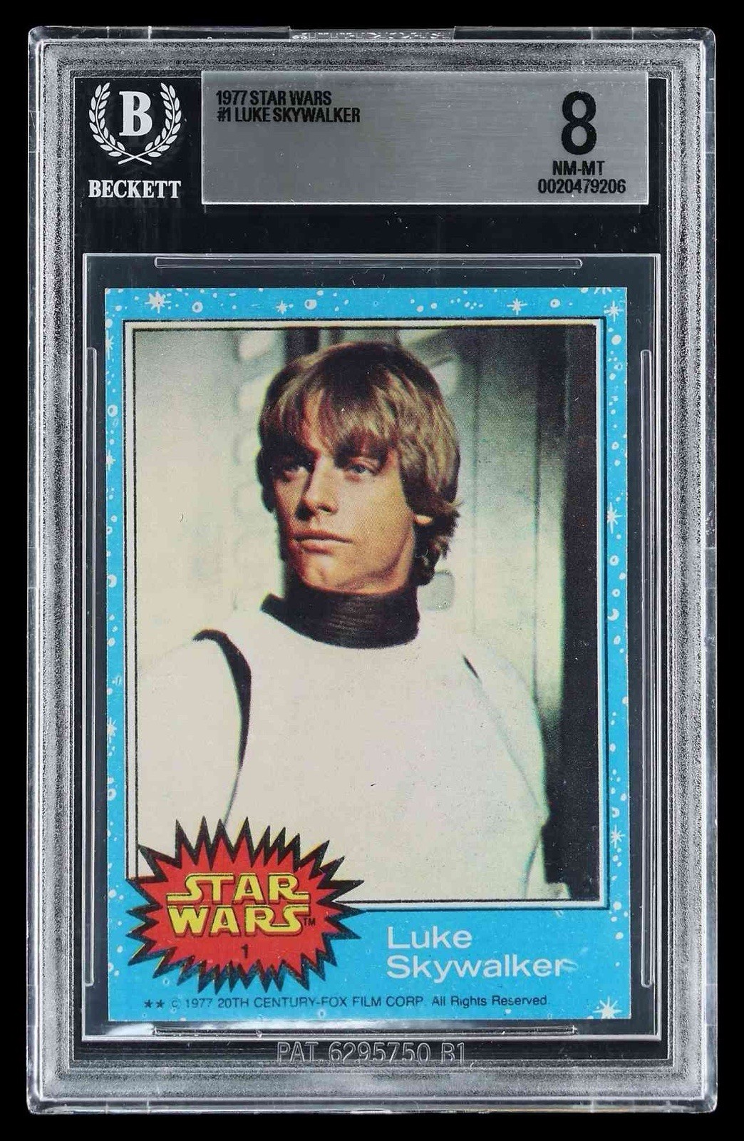 1977 Topps Star Wars Luke Skywalker Blue Series 1 Rookie Card #1 RC BGS 8 1977 Topps Star Wars Luke Skywalker Blue Series 1 Rookie Card #1 RC BGS 8