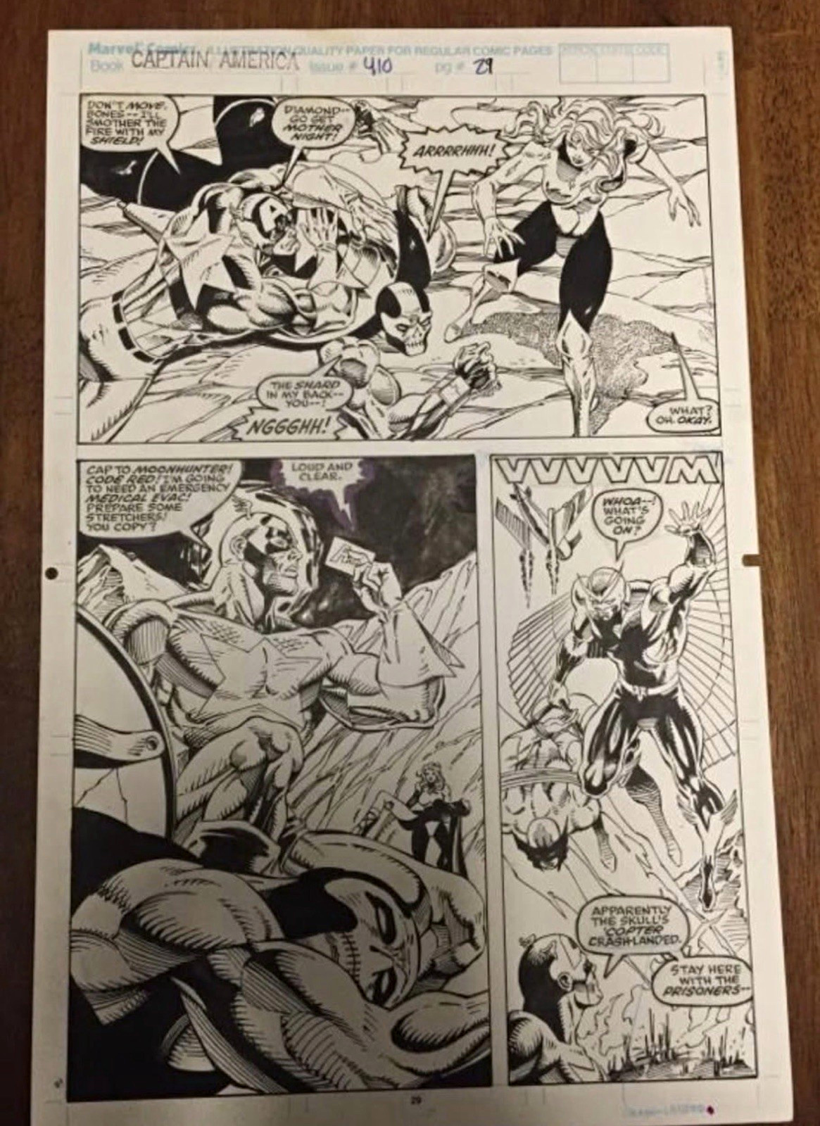 Marvel Captain America #410 Original Interior Page 29 Comic Art Rik Levins w/COA