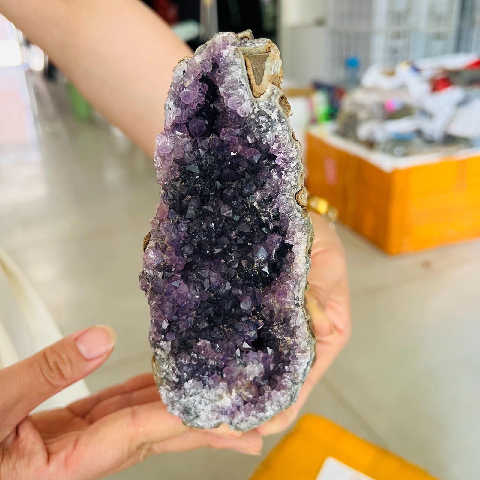 2.31 LB Natural Amethyst Geode Cluster Raw Quartz Crystal Healing Specimen