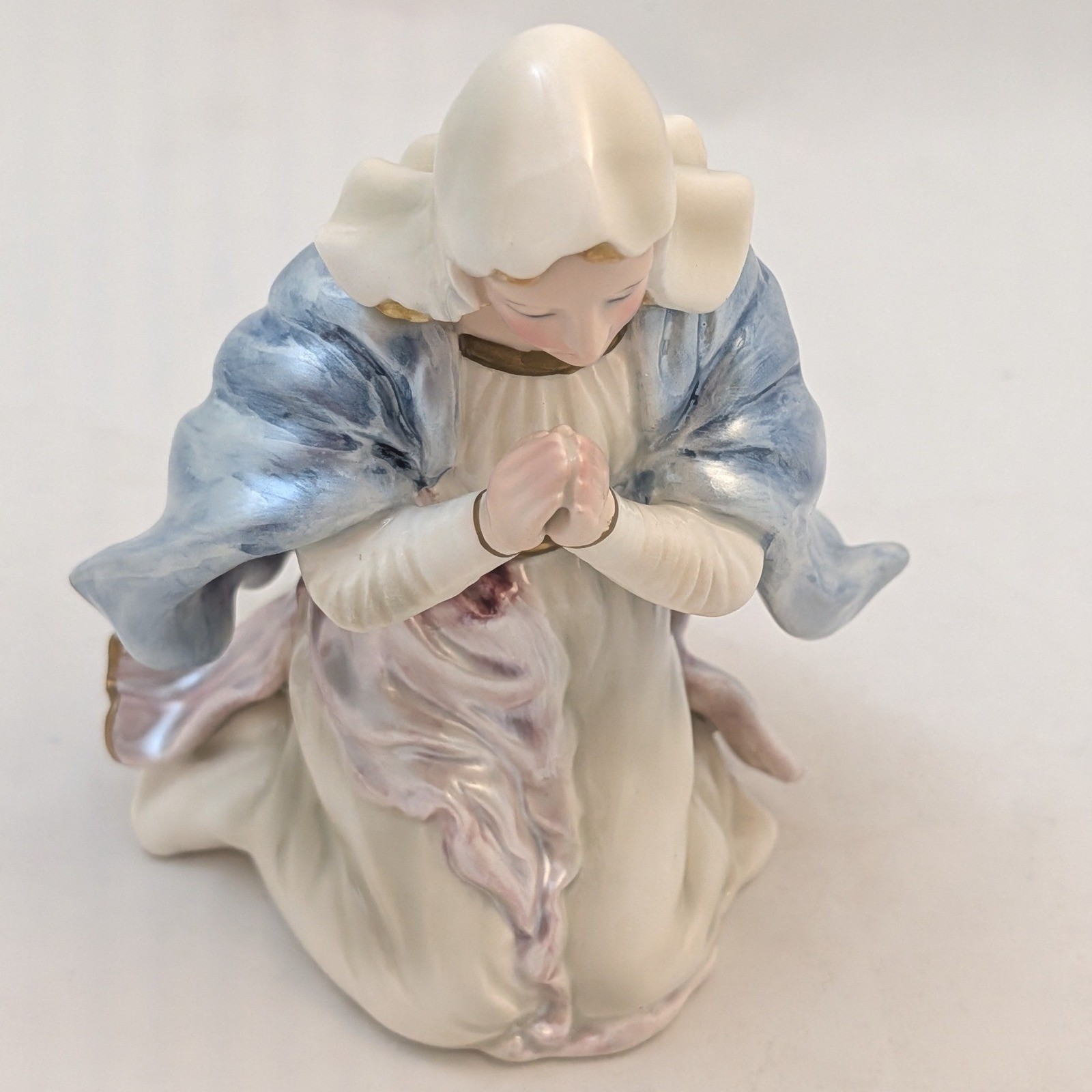 Fitz and Floyd Classics Mary Nativity Figurine Kneeling Blue Gold Trim 19/208 Fitz and Floyd Classics Mary Nativity Figurine Kneeling Blue Gold Trim 19/208