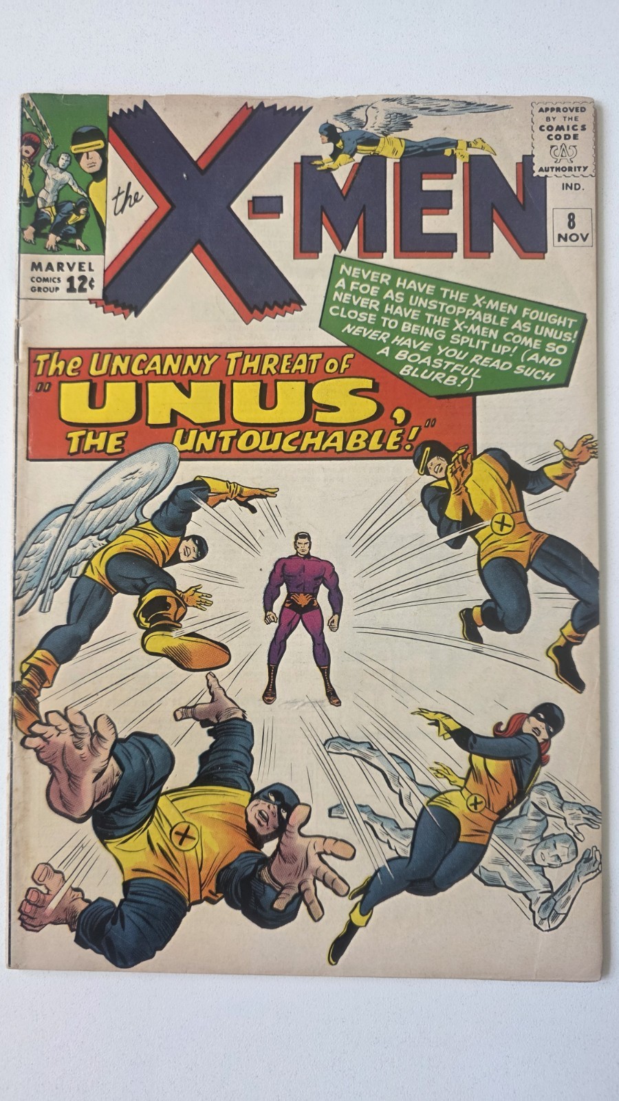 X-Men #8 1964 1st Appearance Unus the Untouchable Kirby Cover 5.0 VG/FN X-Men #8 1964 1st Appearance Unus the Untouchable Kirby Cover 5.0 VG/FN