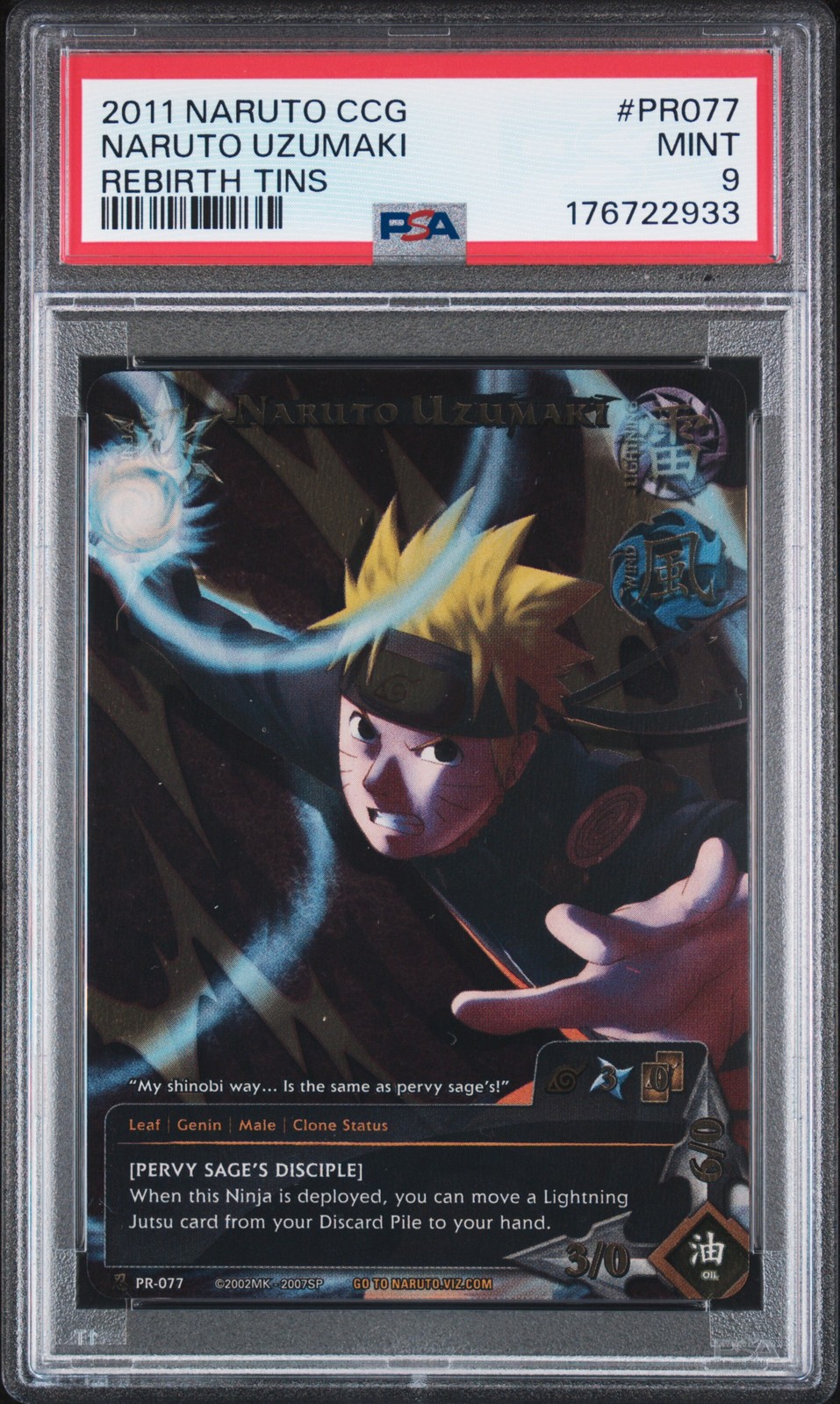 2011 NARUTO CCG REBIRTH TINS #PR077 NARUTO UZUMAKI PSA 9