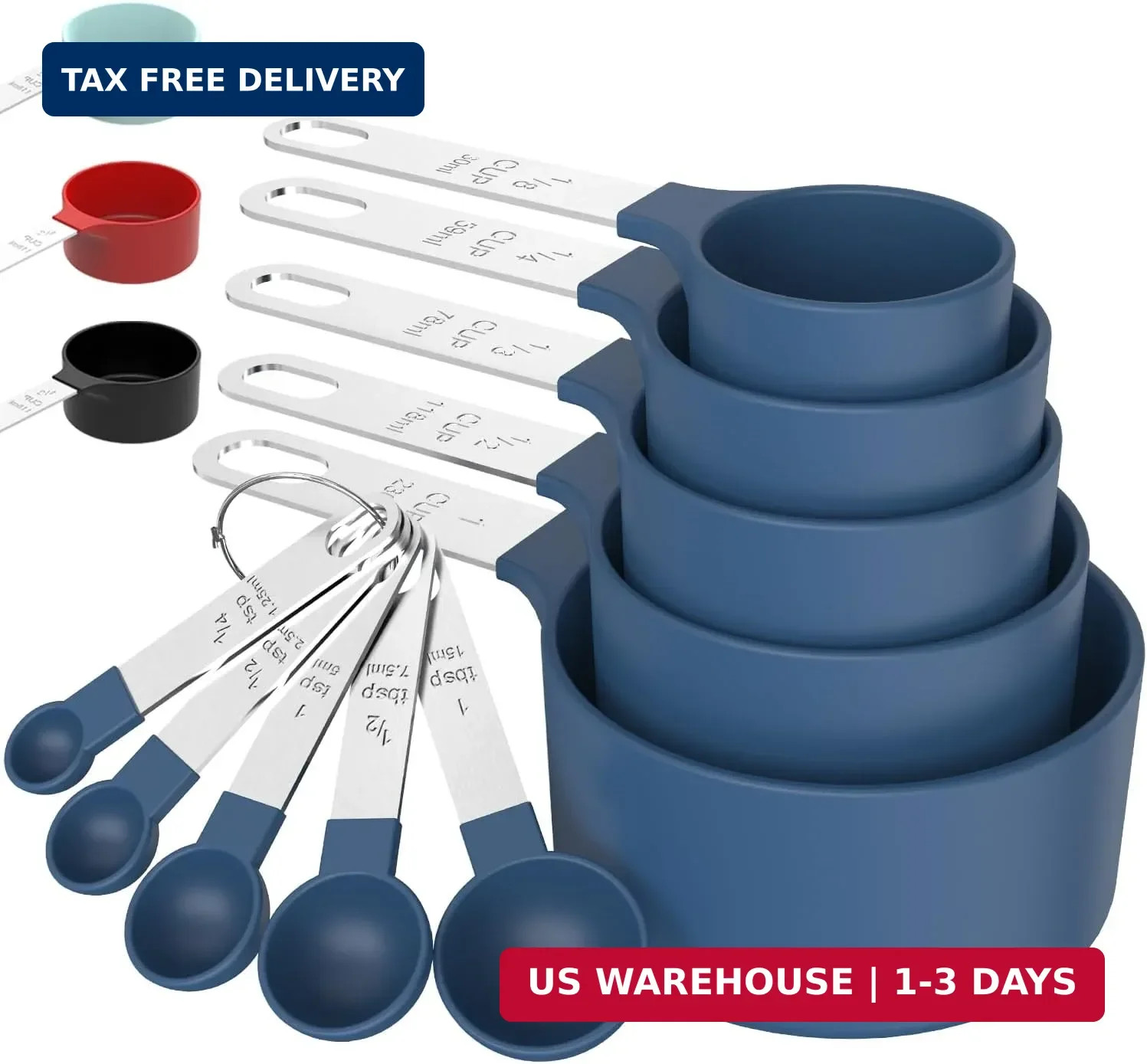 Measuring Cups & Spoons Set, Stackable Cups and Spoons | Nesting Measure Cups wi Measuring Cups & Spoons Set, Stackable Cups and Spoons | Nesting Measure Cups wi