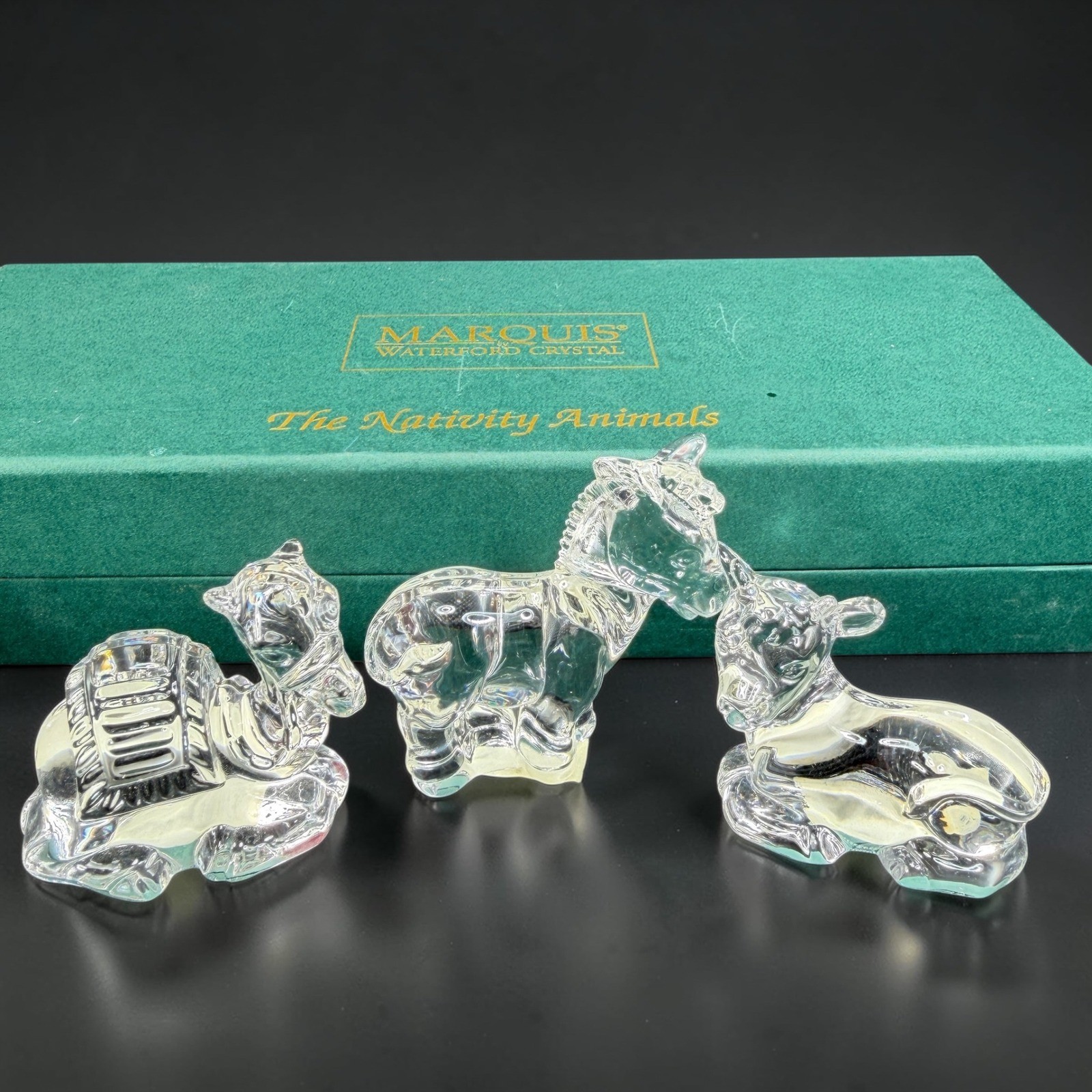Marquis by Waterford Crystal Nativity Animals Set of 3 Figurines Germany New Box Marquis by Waterford Crystal Nativity Animals Set of 3 Figurines Germany New Box