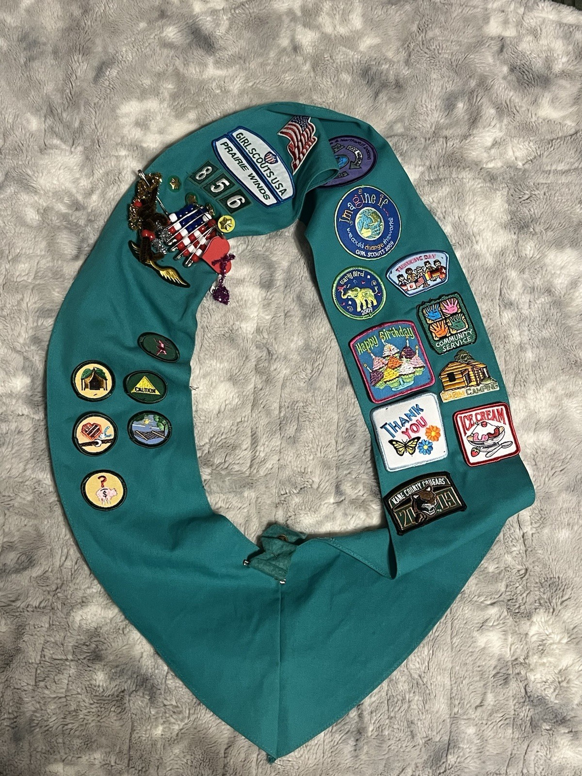 Girl Scouts Sash With Pins 2009