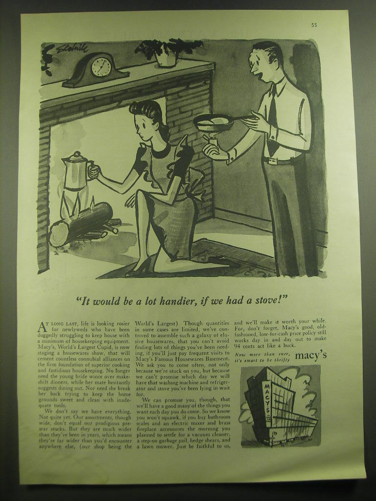 1946 Macy\'s Department Store Ad - It would be a lot handier, if we had a stove