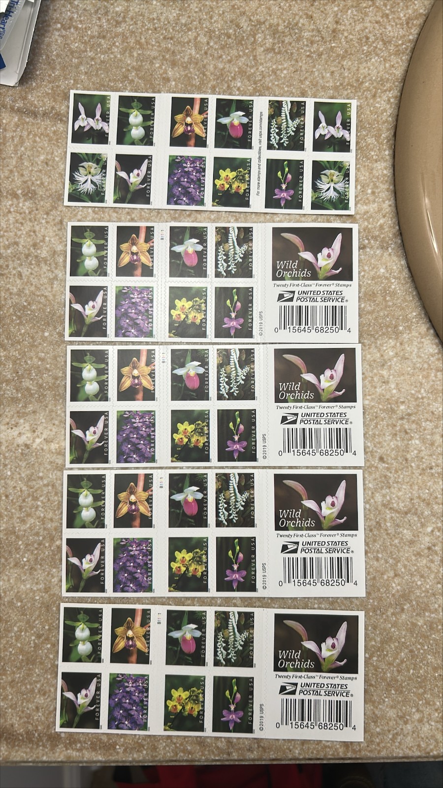 Pristine MNH 2019 Wild Orchids Forever Scott #5457, 100 Count,5 Booklets