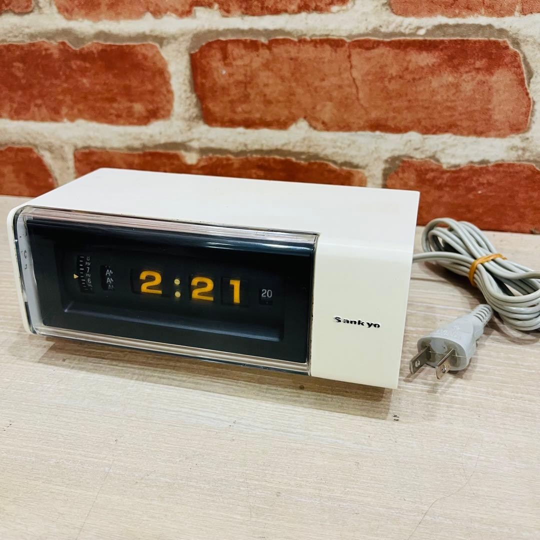 SANKYO DT-612 Zax Digital Clock White Showa Retro Tested Working from JAPAN
