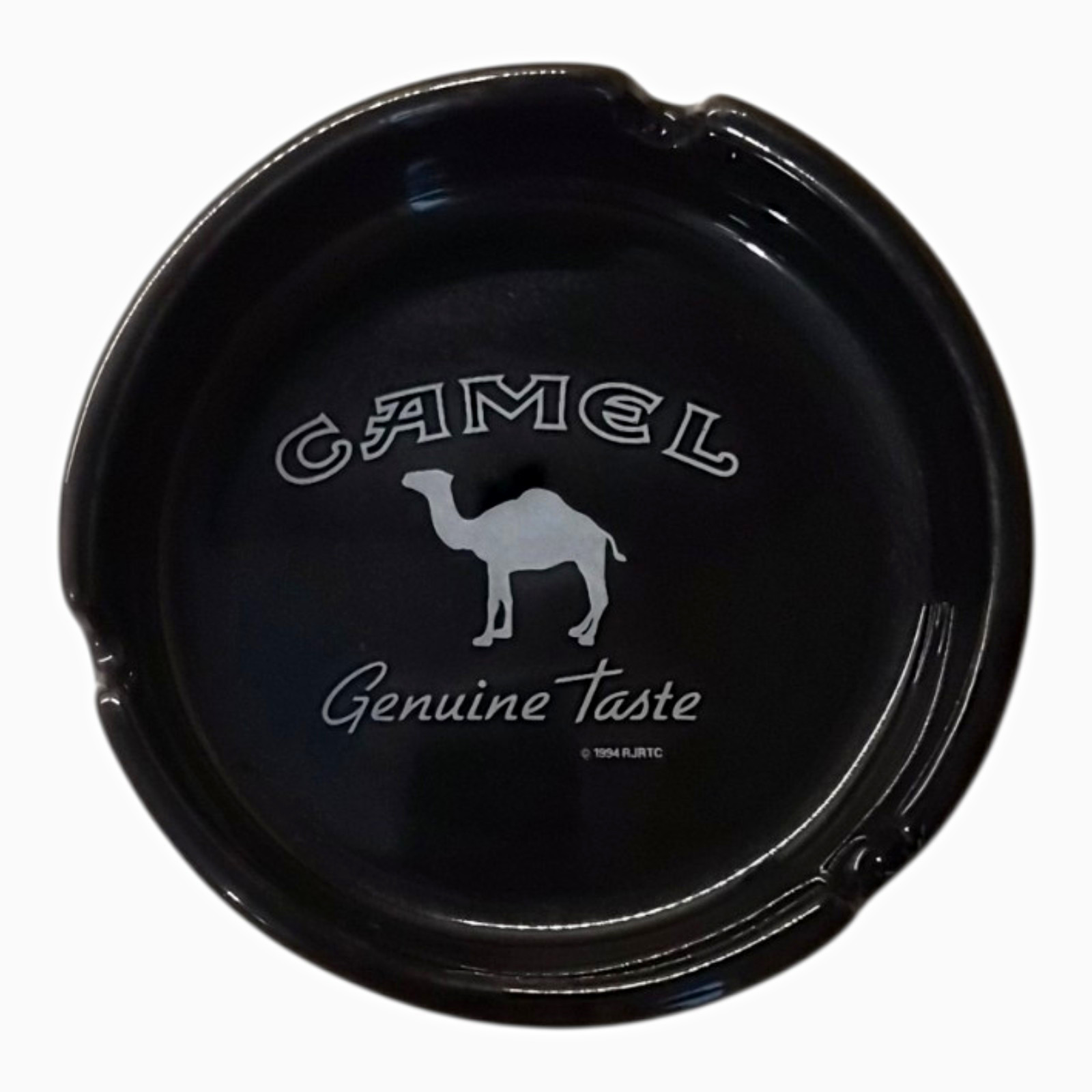 Vintage 1994 Camel Genuine Taste Ashtray Black Ceramic RJRTC 4\
