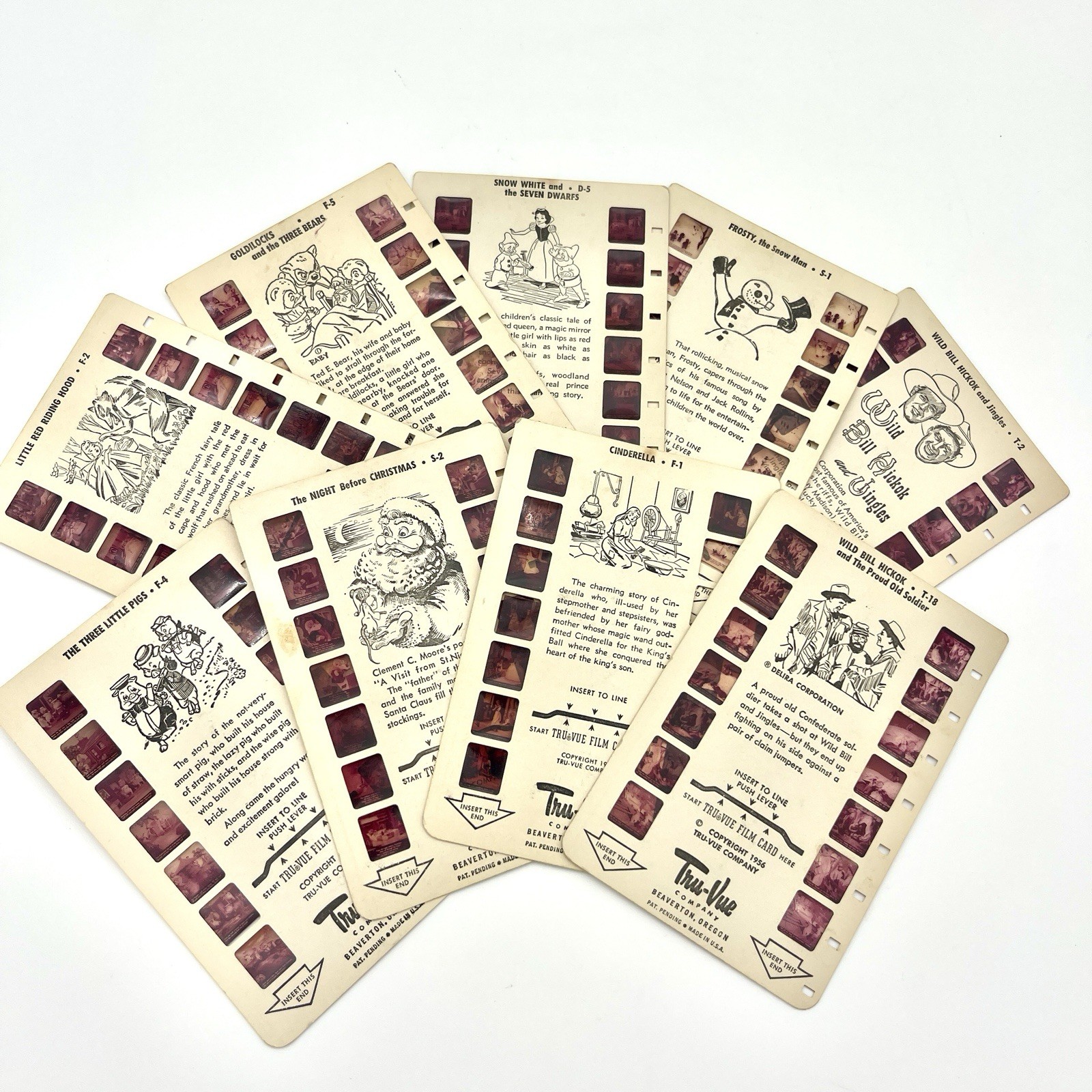 Vintage Tru-Vue 3D Film Card Lot Wild Bill Frosty Cinderella 3 Pigs Goldilocks Vintage Tru-Vue 3D Film Card Lot Wild Bill Frosty Cinderella 3 Pigs Goldilocks