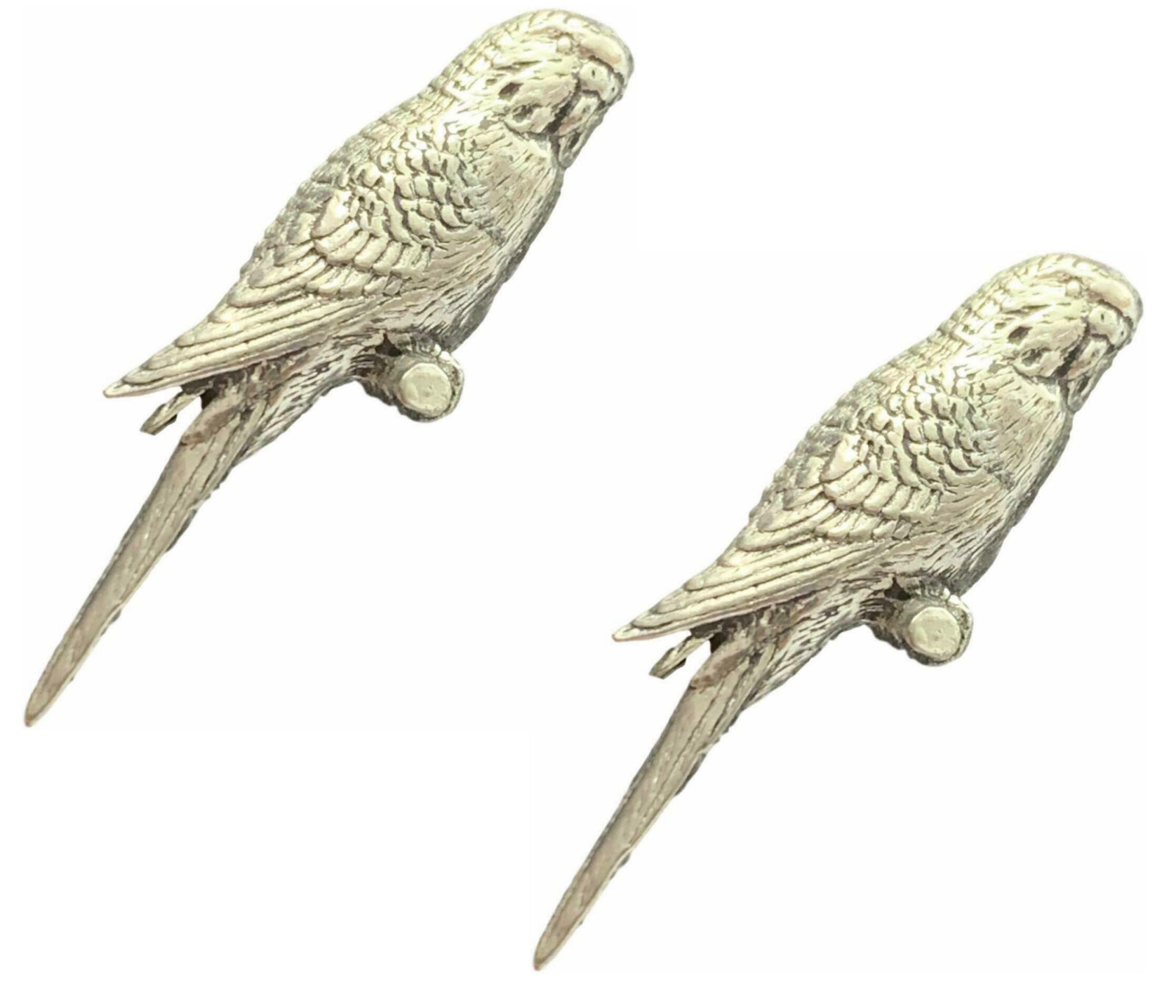 2 x Budgerigar Budgie Handcrafted From English Pewter Pin Badges- TSB-B41 2 x Budgerigar Budgie Handcrafted From English Pewter Pin Badges- TSB-B41