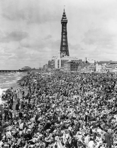 The Blackpool Bank Holiday crowds on the beach 1953 Historic Old Photo The Blackpool Bank Holiday crowds on the beach 1953 Historic Old Photo