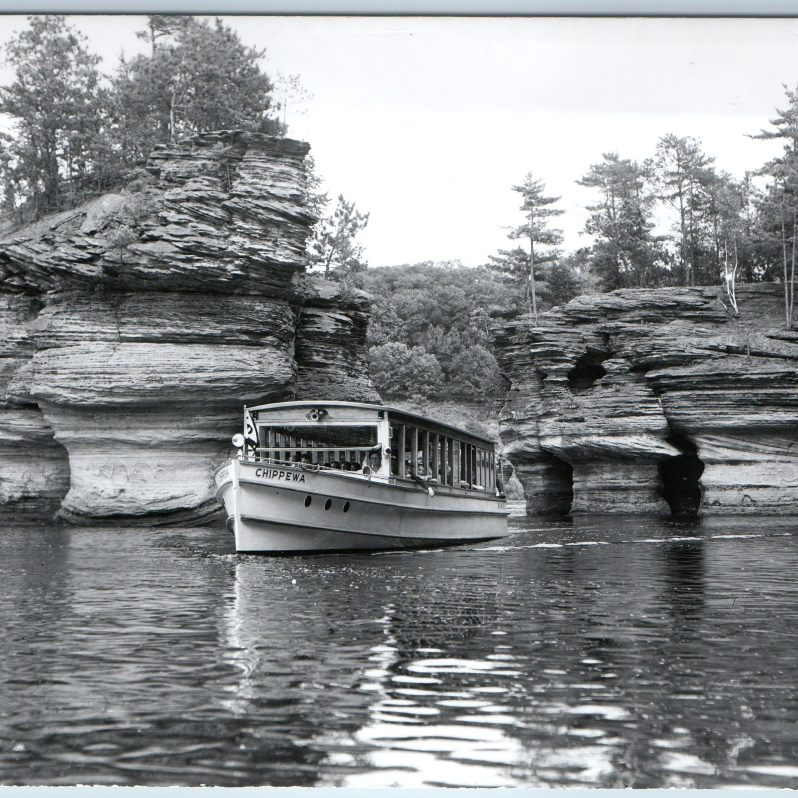 c1950s Wisconsin Dells RPPC Chippewa Excursion Sightseeing Boat Rock Formations c1950s Wisconsin Dells RPPC Chippewa Excursion Sightseeing Boat Rock Formations