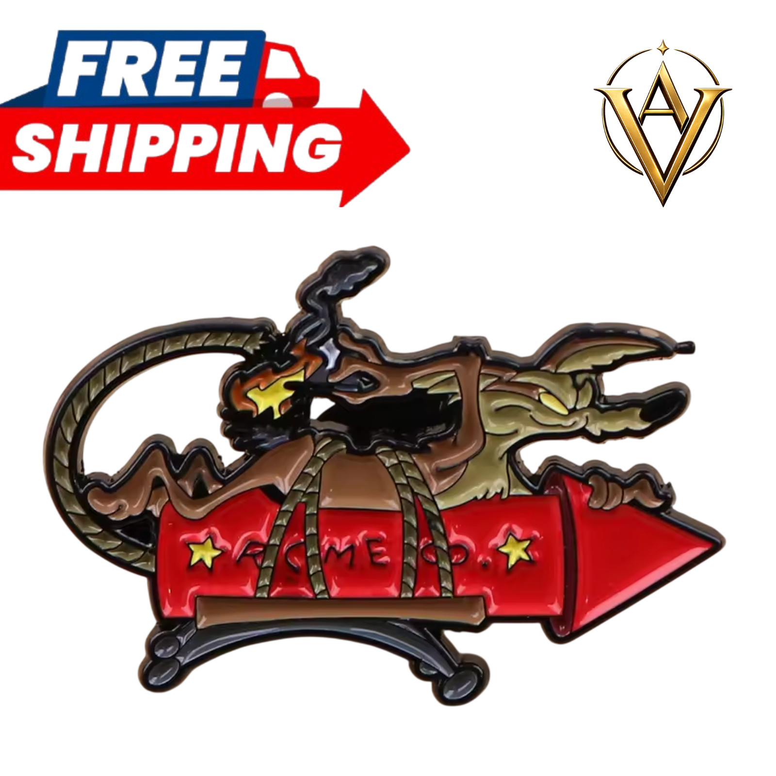 Wile E Coyote ACME Rocket Enamel Pin Cartoon Badge Backpack Gift Wile E Coyote ACME Rocket Enamel Pin Cartoon Badge Backpack Gift