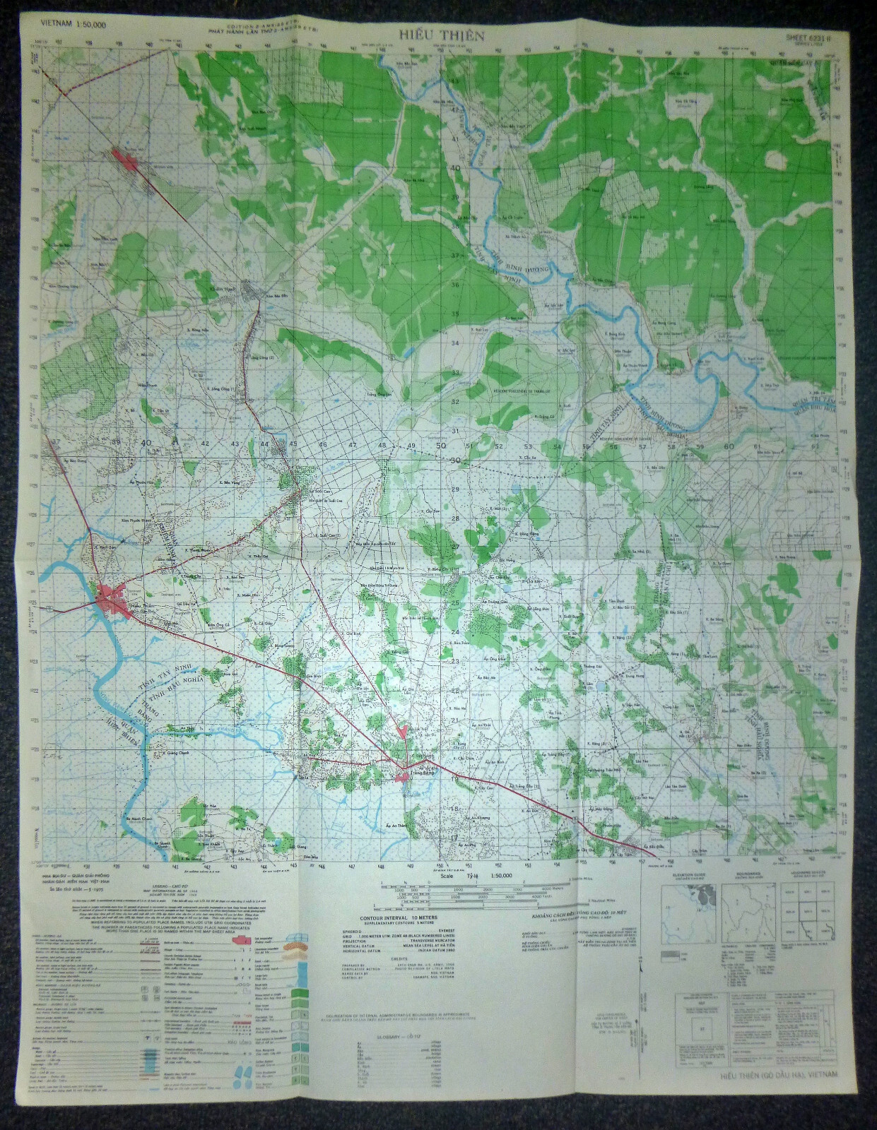 6231 ii - Hieu Thien - 1968 Map - Trang Bang - VC Captured 1975 - Vietnam War