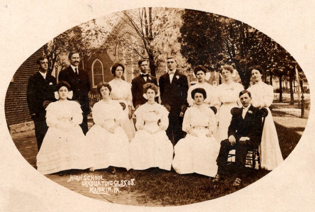 RPPC 1908 Manheim Pennsylvania High School Graduating Class of 08' Postcard RPPC 1908 Manheim Pennsylvania High School Graduating Class of 08' Postcard
