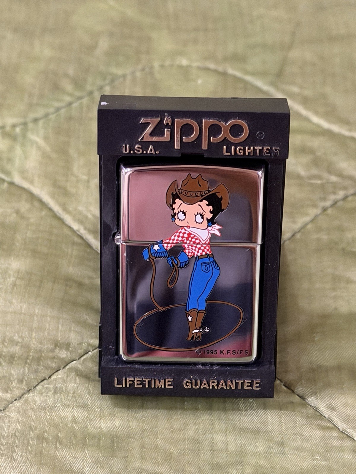 Vintage Betty Boop Cowgirl Zippo Lighter - 1995 - Unused w Box