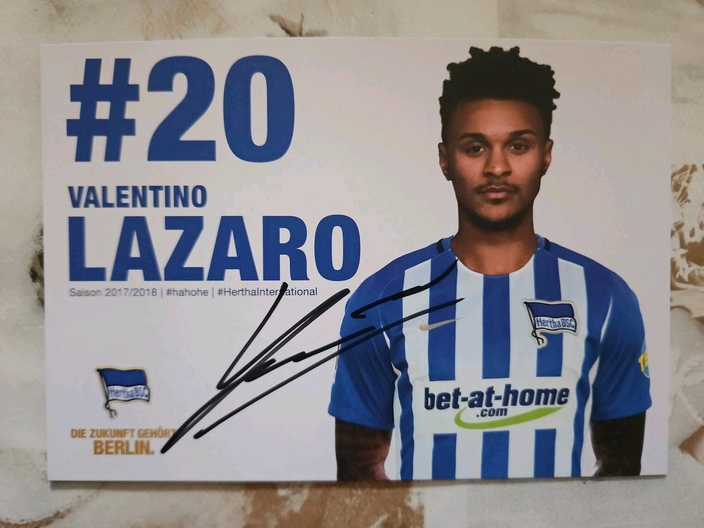 Valentino Lazaro Hertha BSC Berlin Original Signed Postcard Autograph Card