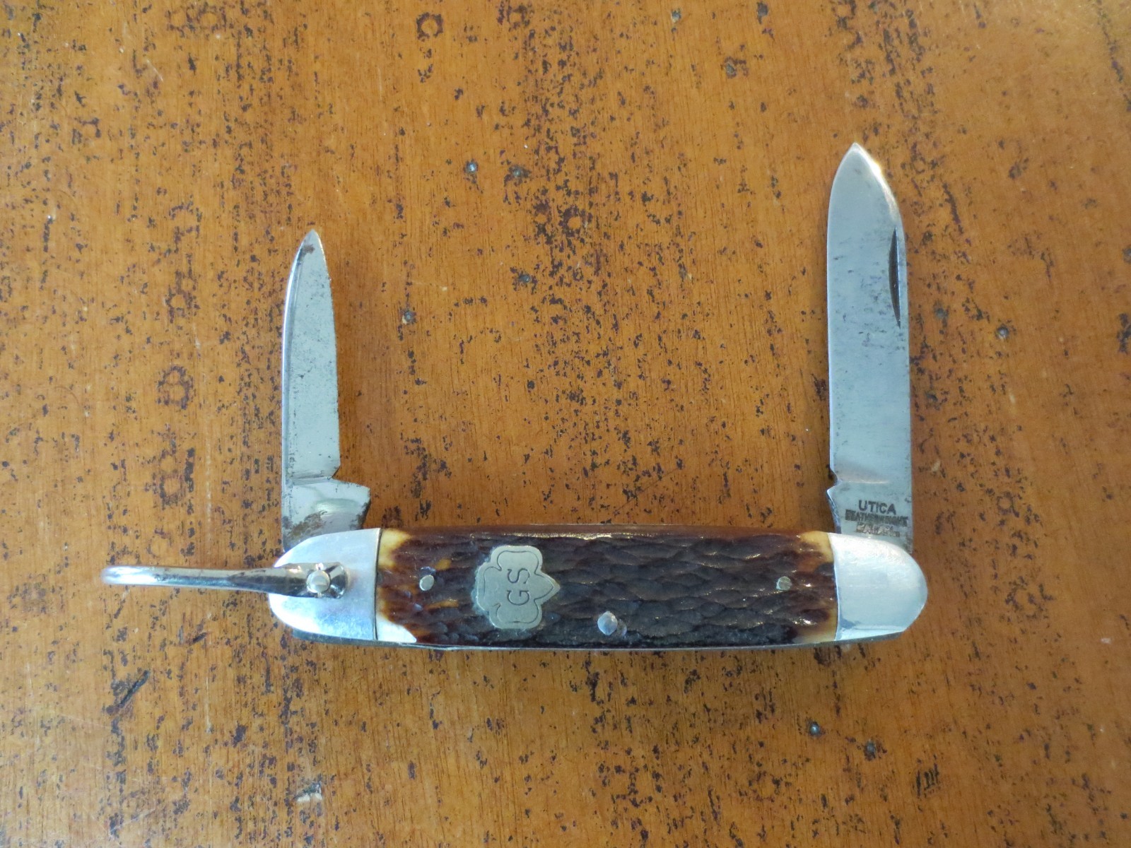 EARLY VINTAGE UTICA FEATHERWEIGHT GIRL SCOUT KNIFE - 1950\'s - 2 BLADE - EXC ORIG