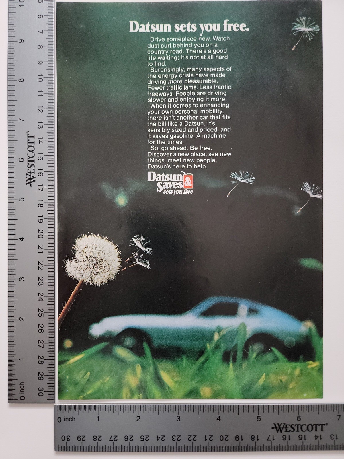 Datsun Saves Vintage Automobile Ephemera Magazine Print Ad Sets You Free