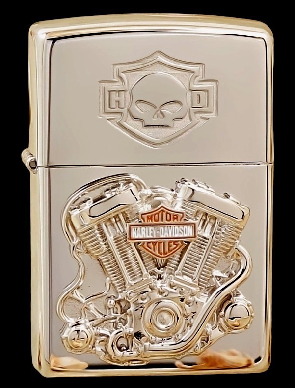 Amazing Harley Polished Twin Engine Zippo Lighter