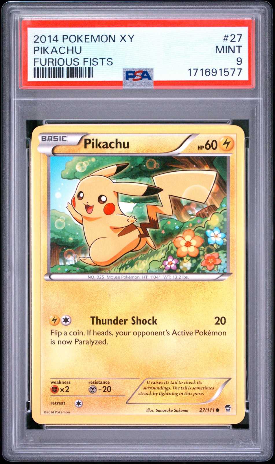 Pikachu 27/111 PSA 9 Furious Fists Pokemon Card Game Pikachu 27/111 PSA 9 Furious Fists Pokemon Card Game