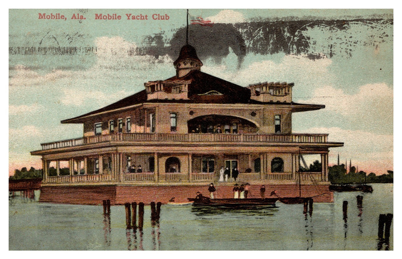 Mobile Yacht Club From Water POV Mobile AL C1909 Postcard AG4