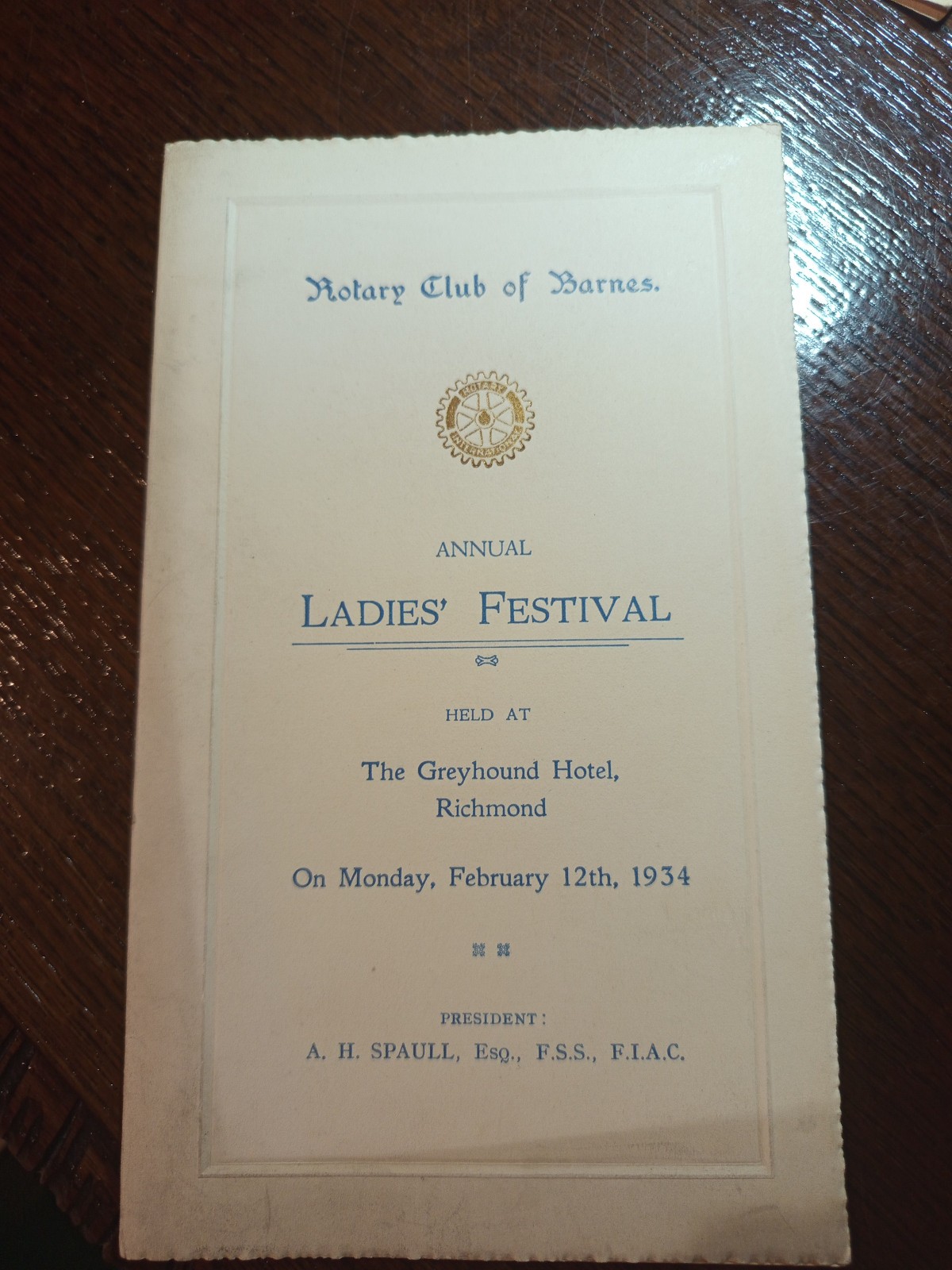 1934 Rotary Club of Barnes Ladies Festival Freemasonry masonic/904 1934 Rotary Club of Barnes Ladies Festival Freemasonry masonic/904