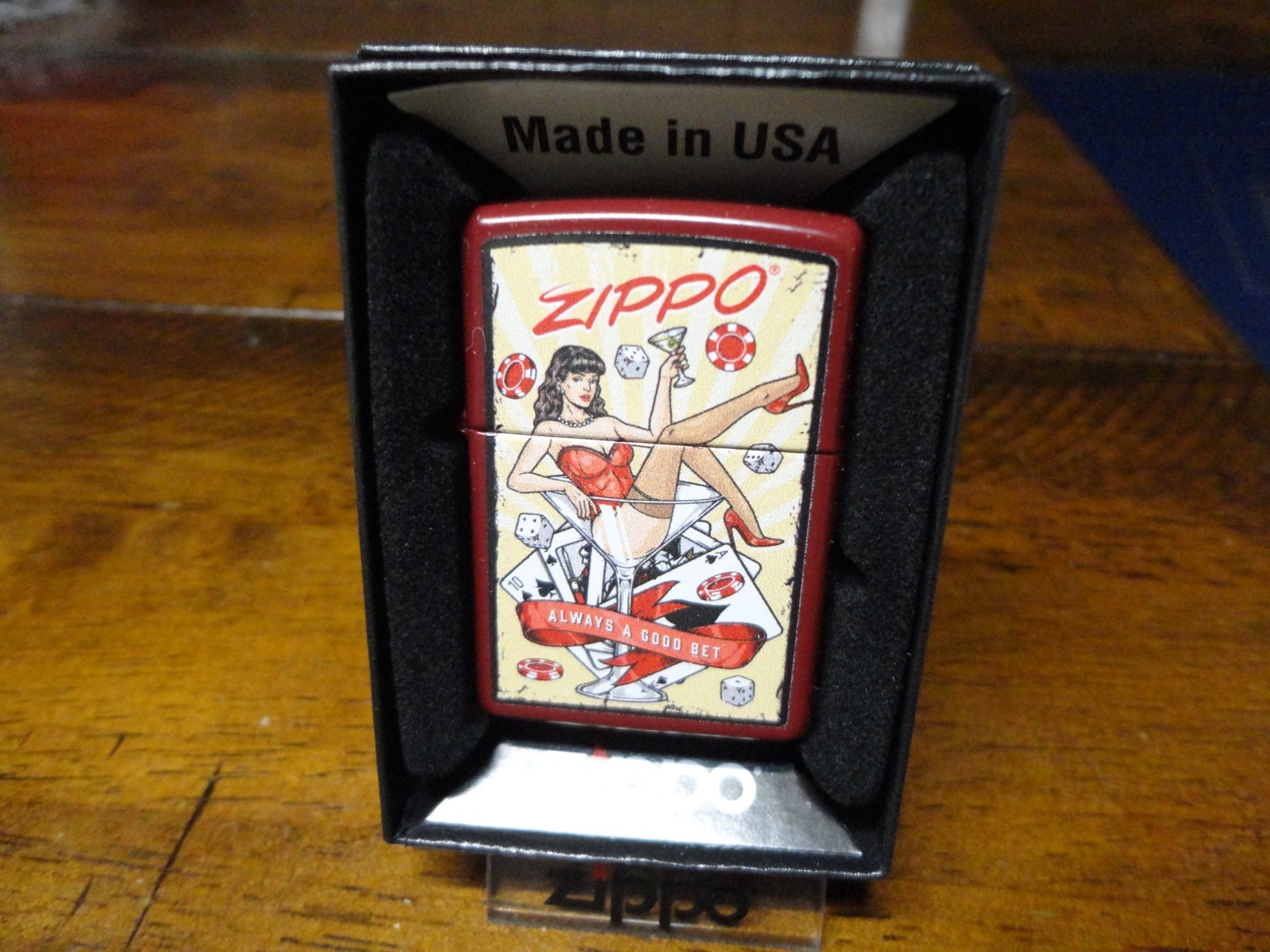 PINUP GIRL ZIPPO ALWAYS A GOOD BET CASINO ZIPPO LIGHTER MINT IN BOX PINUP GIRL ZIPPO ALWAYS A GOOD BET CASINO ZIPPO LIGHTER MINT IN BOX