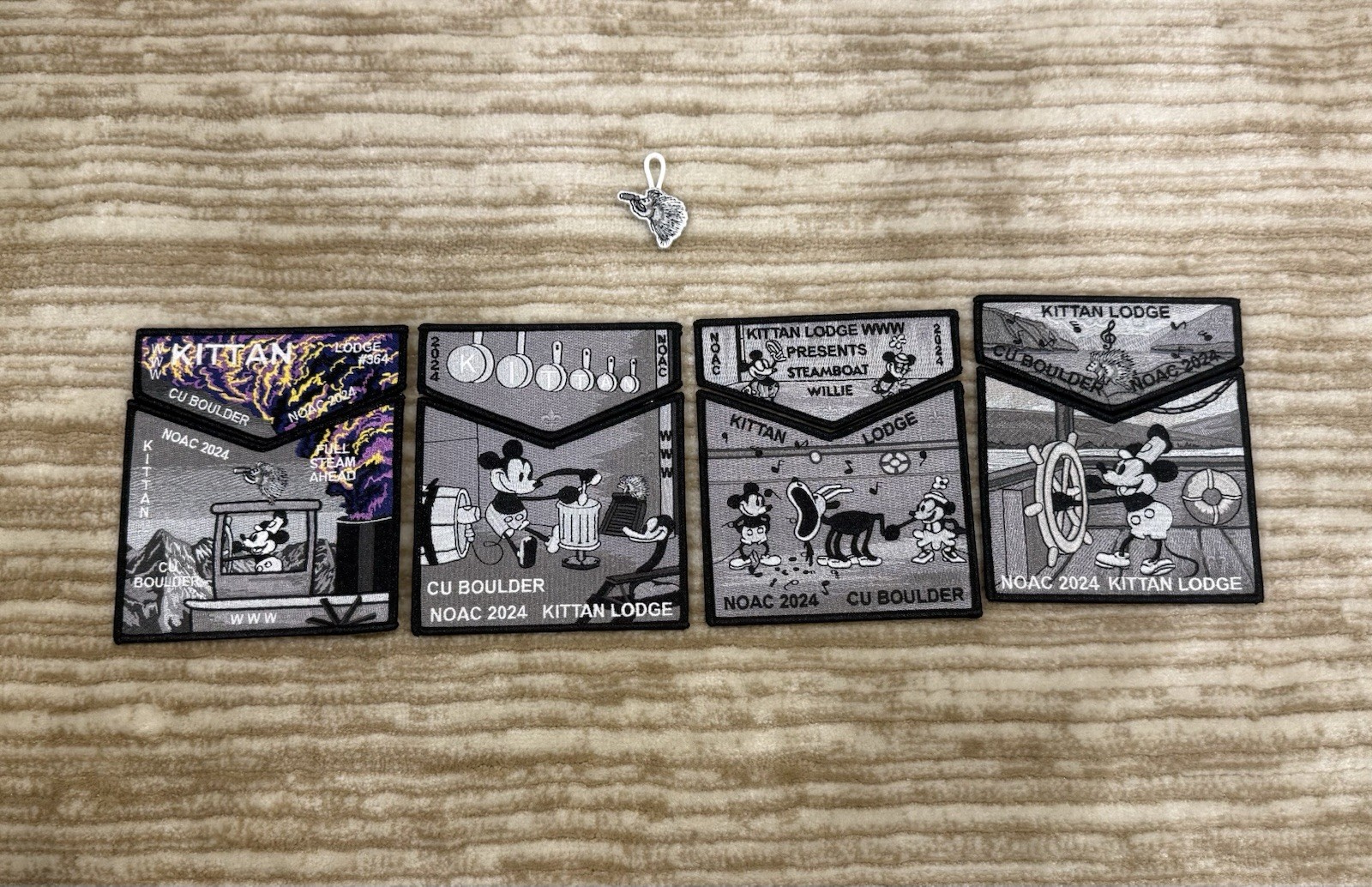 NOAC 2024 Kittan Lodge Steamboat OA Patch Lot Set 4 Patches w/Dangle- Boy Scouts