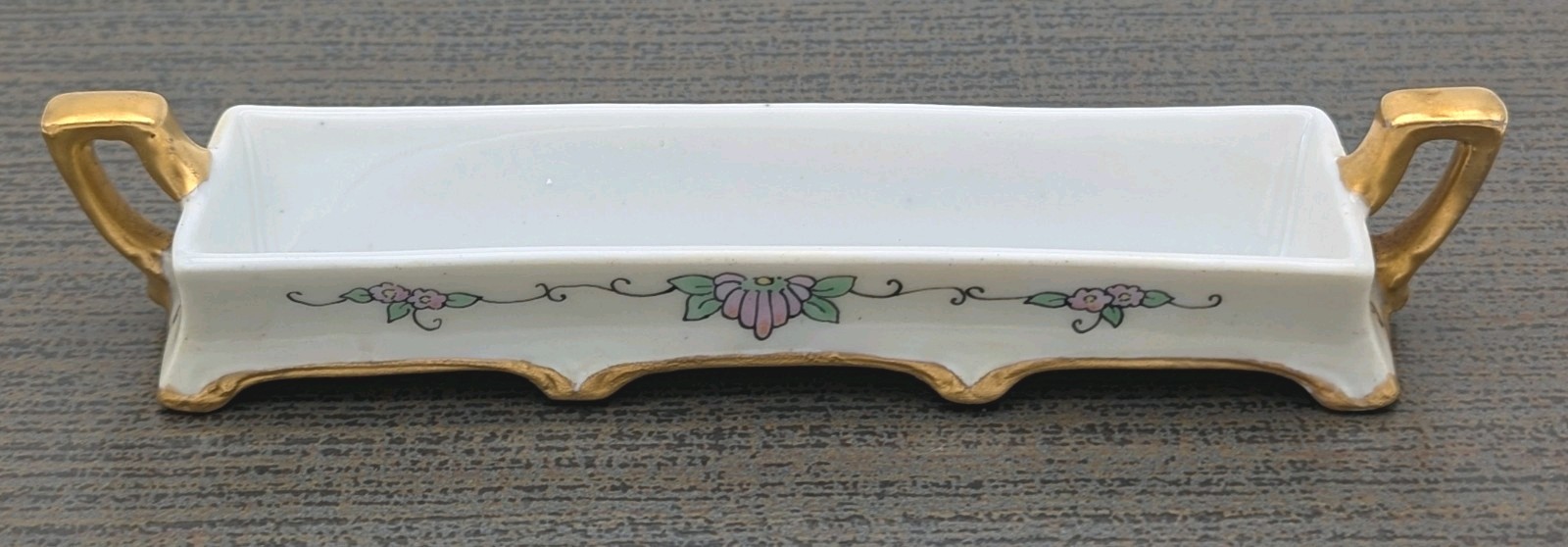 Antique RS Prussia Pen Rest Hand Painted Porcelain, Gold Gilt Antique RS Prussia Pen Rest Hand Painted Porcelain, Gold Gilt