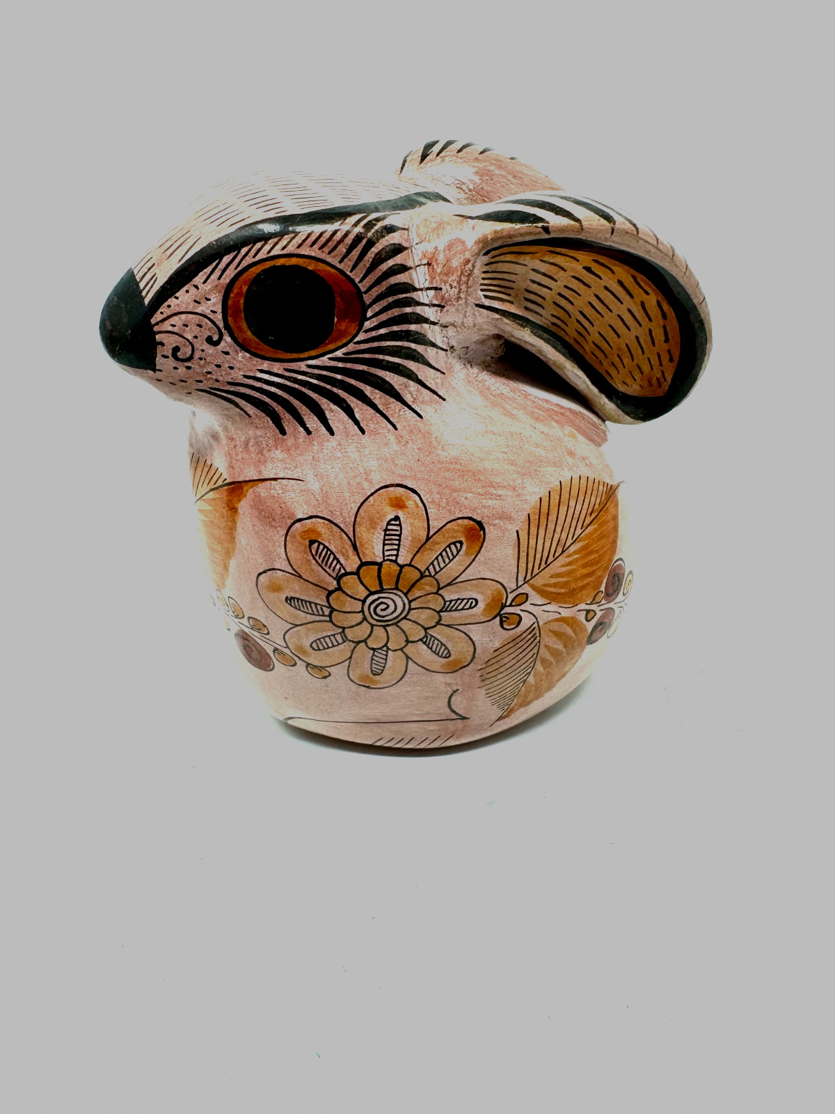 Vtg Tonala Mexican Pottery Rabbit Bunny Animal Figurine Signed JP