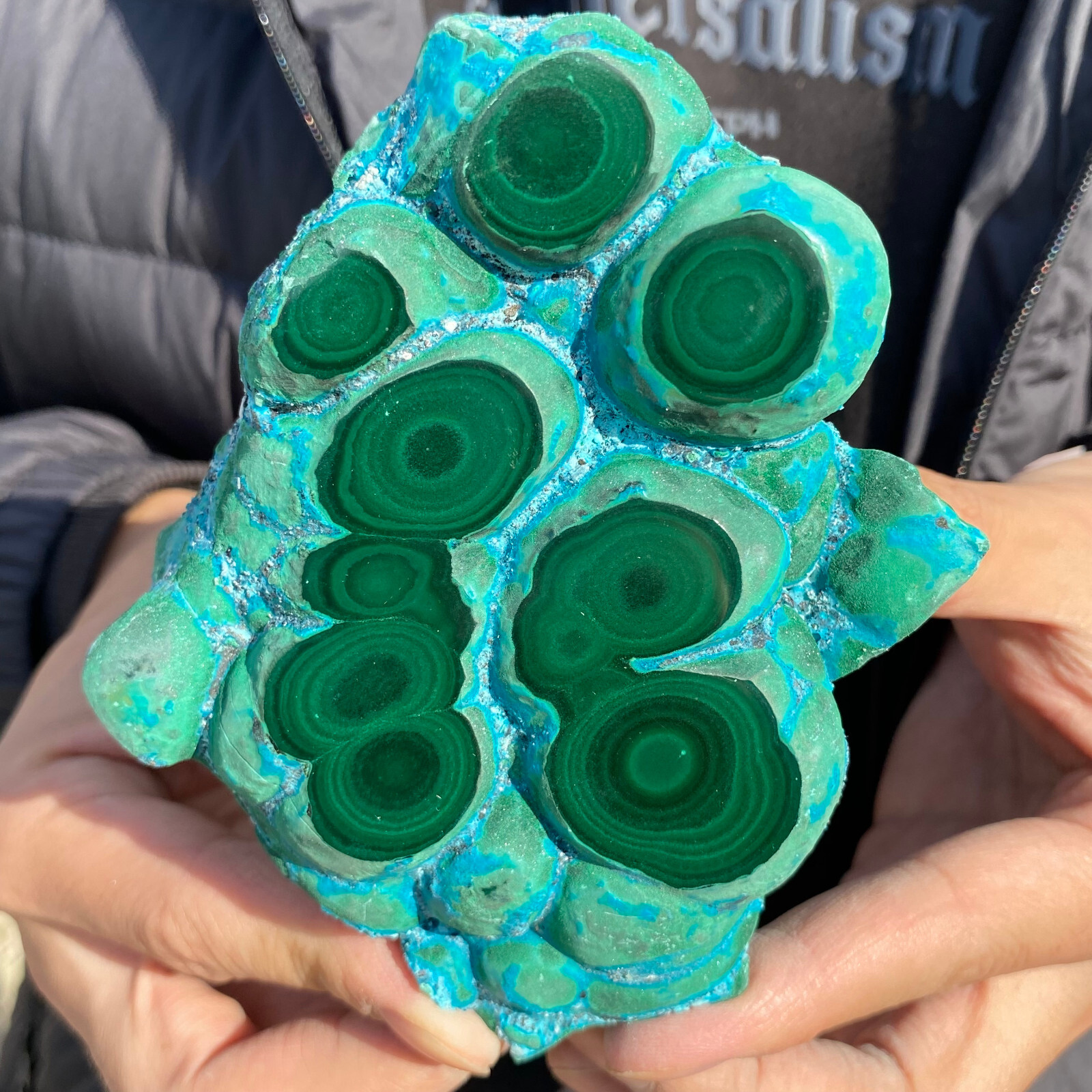 625g Natural Chrysocolla/Malachite Crystal Partially polished Gem Rough Specim