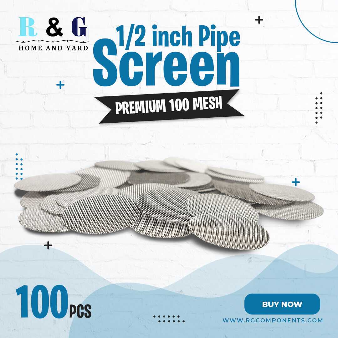 Premium 100 Mesh 1/2” (12.7 MM) Dia. Stainless Steel Pipe Screen Filters 100 pcs