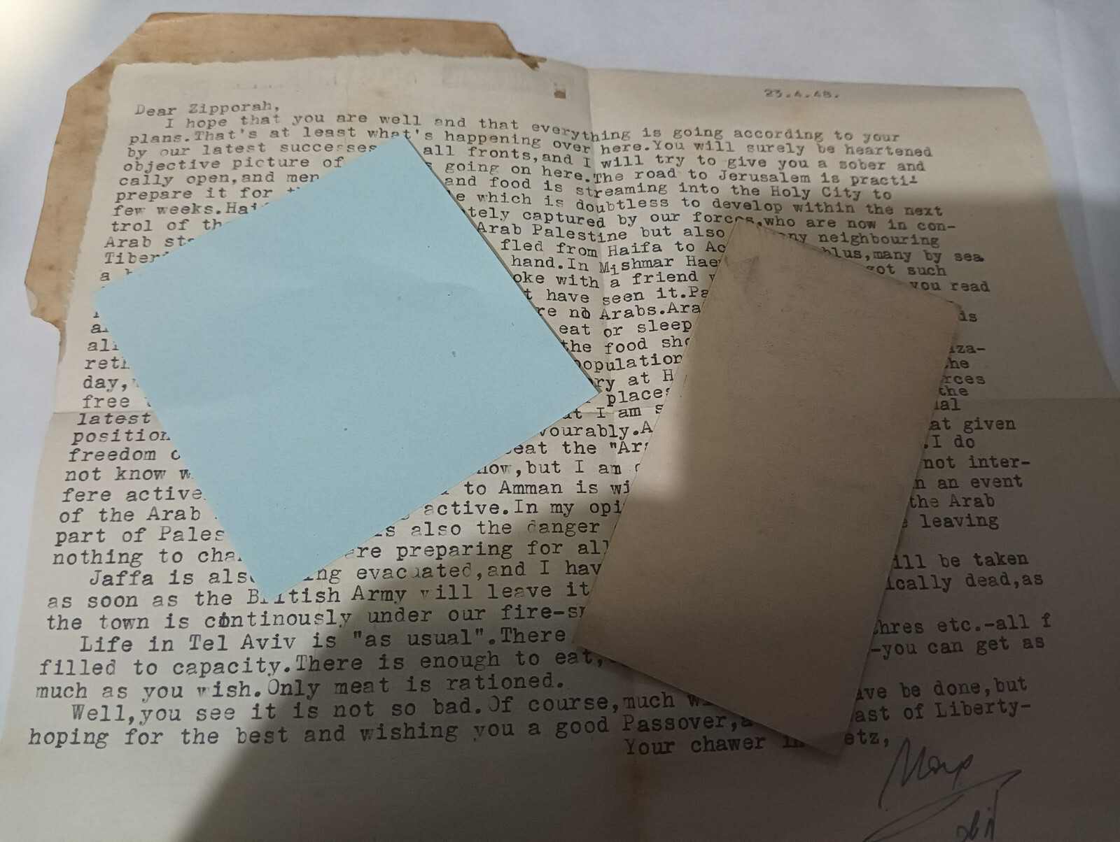 APRIL 1948 PALESTINE LETTER war with ISRAEL NAQBA ARABS FLEEING FOOD SHORTAGE APRIL 1948 PALESTINE LETTER war with ISRAEL NAQBA ARABS FLEEING FOOD SHORTAGE