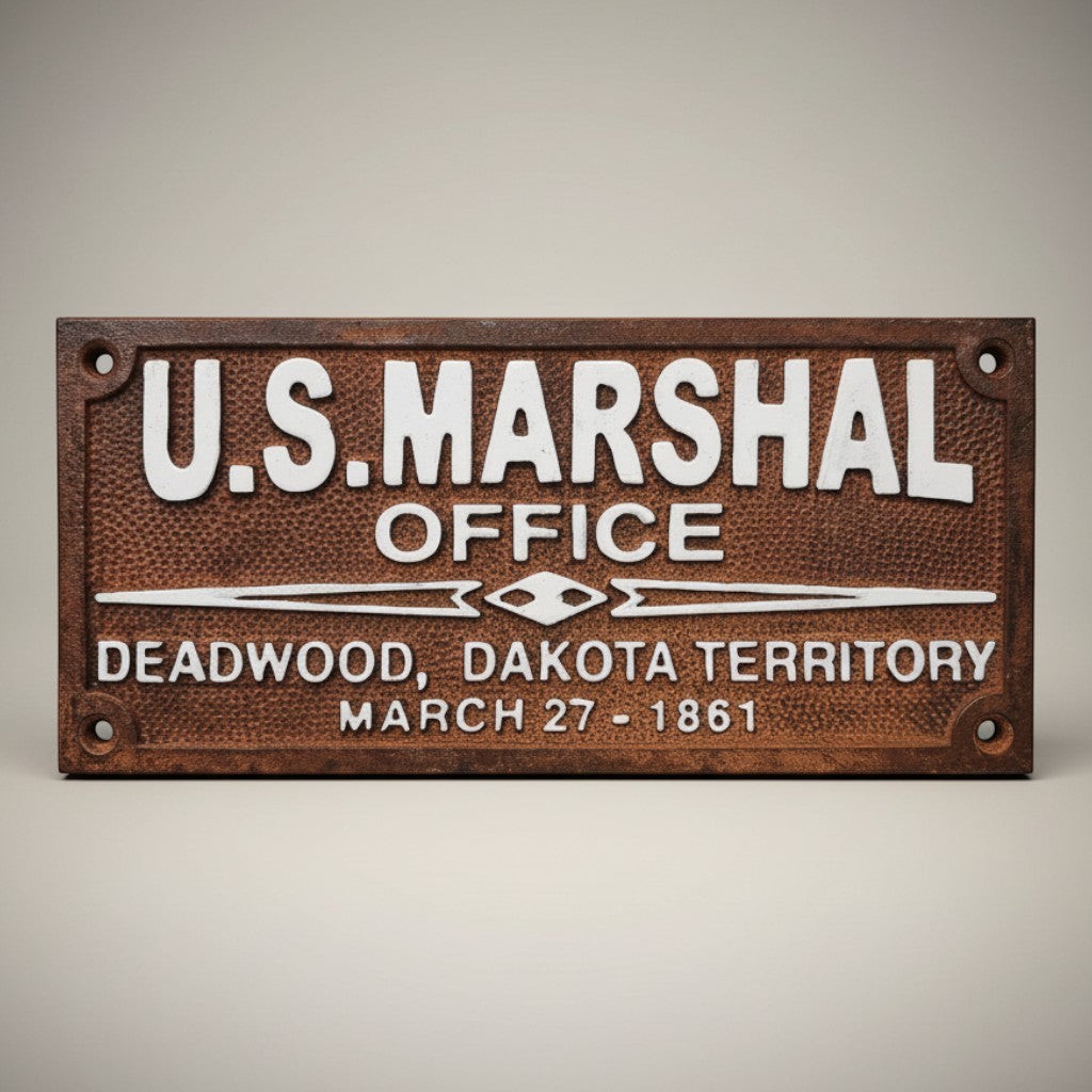 Deadwood U.S. Marshal Office 1861 Cast Iron Plaque