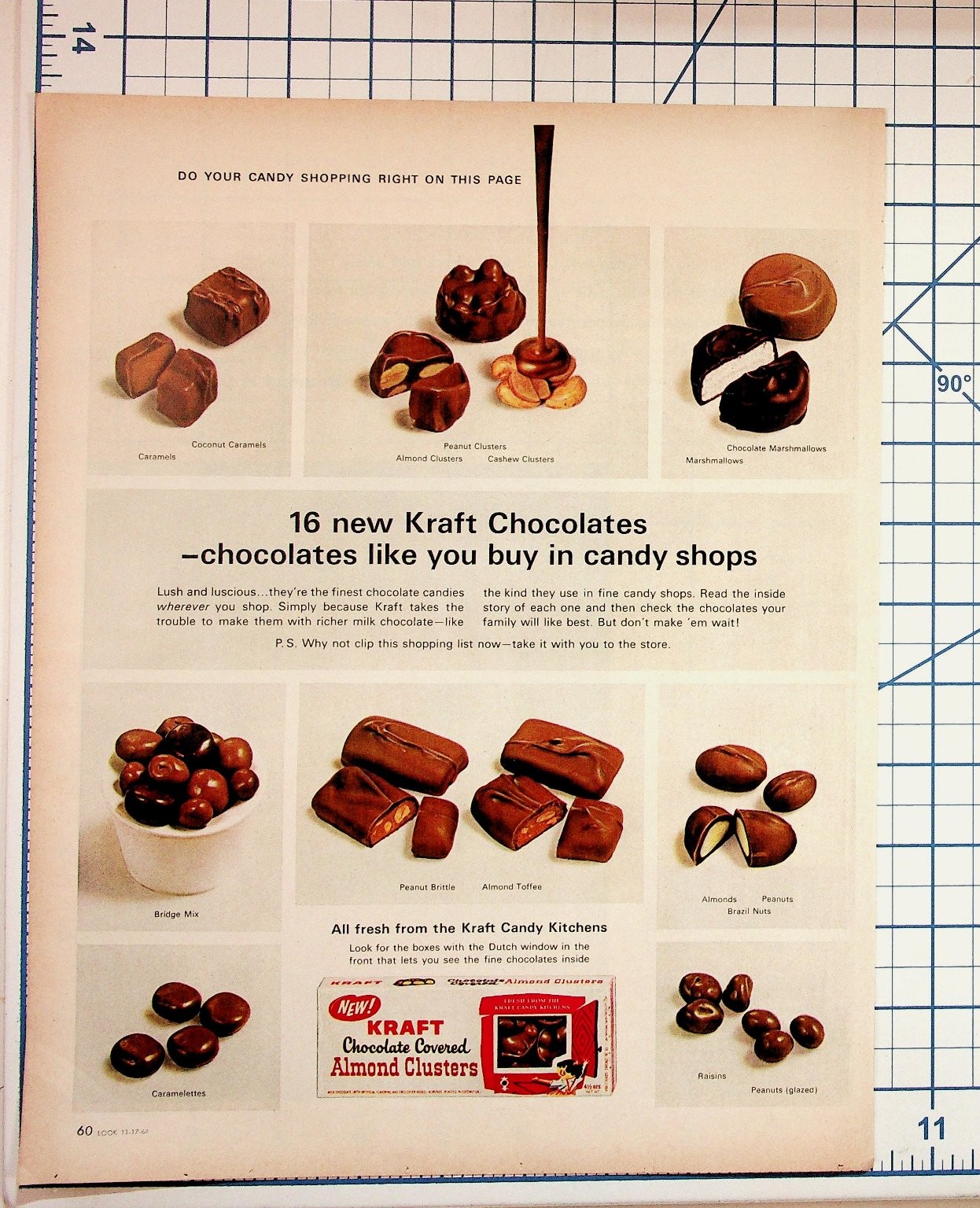 1964 Kraft Chocolates Vintage Magazine Ad Candy Sweets Ephemera