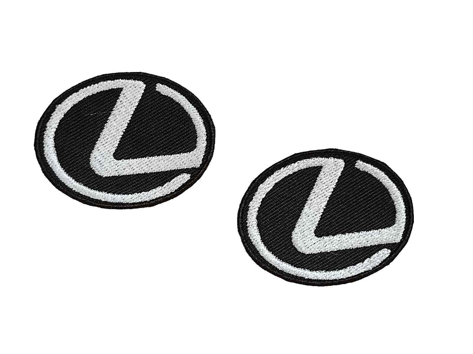 (2) White Lexus Badge Embroidered Patches Iron-On, Sew or Glue 2\