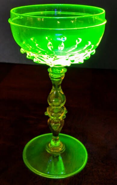 Fritz Heckert Vaseline Glass Art Nouveau Wine Glass Design Rare 1890's