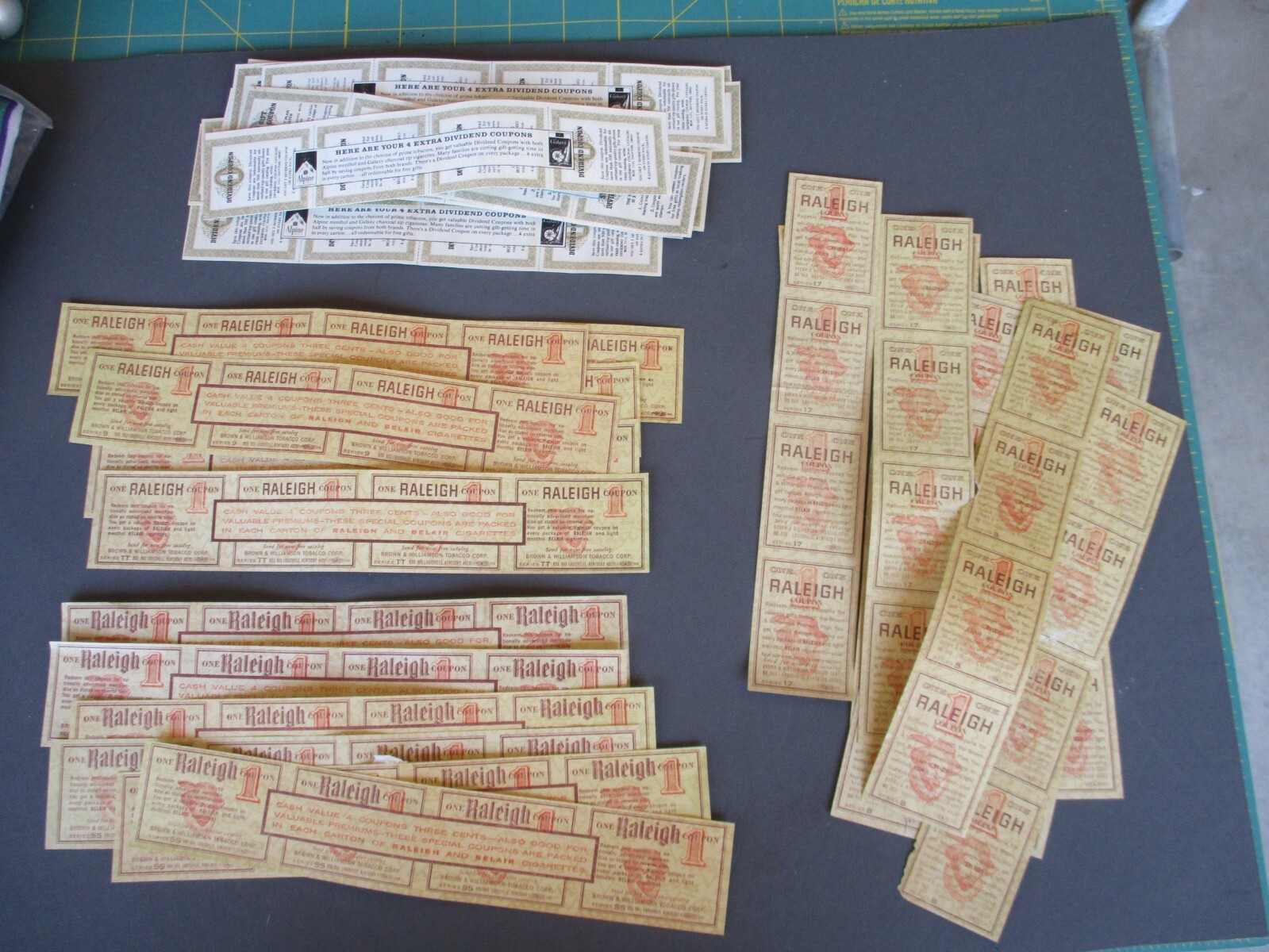 Vtg Lot of 1970s RALEIGH CIGARETTE Paper Coupons