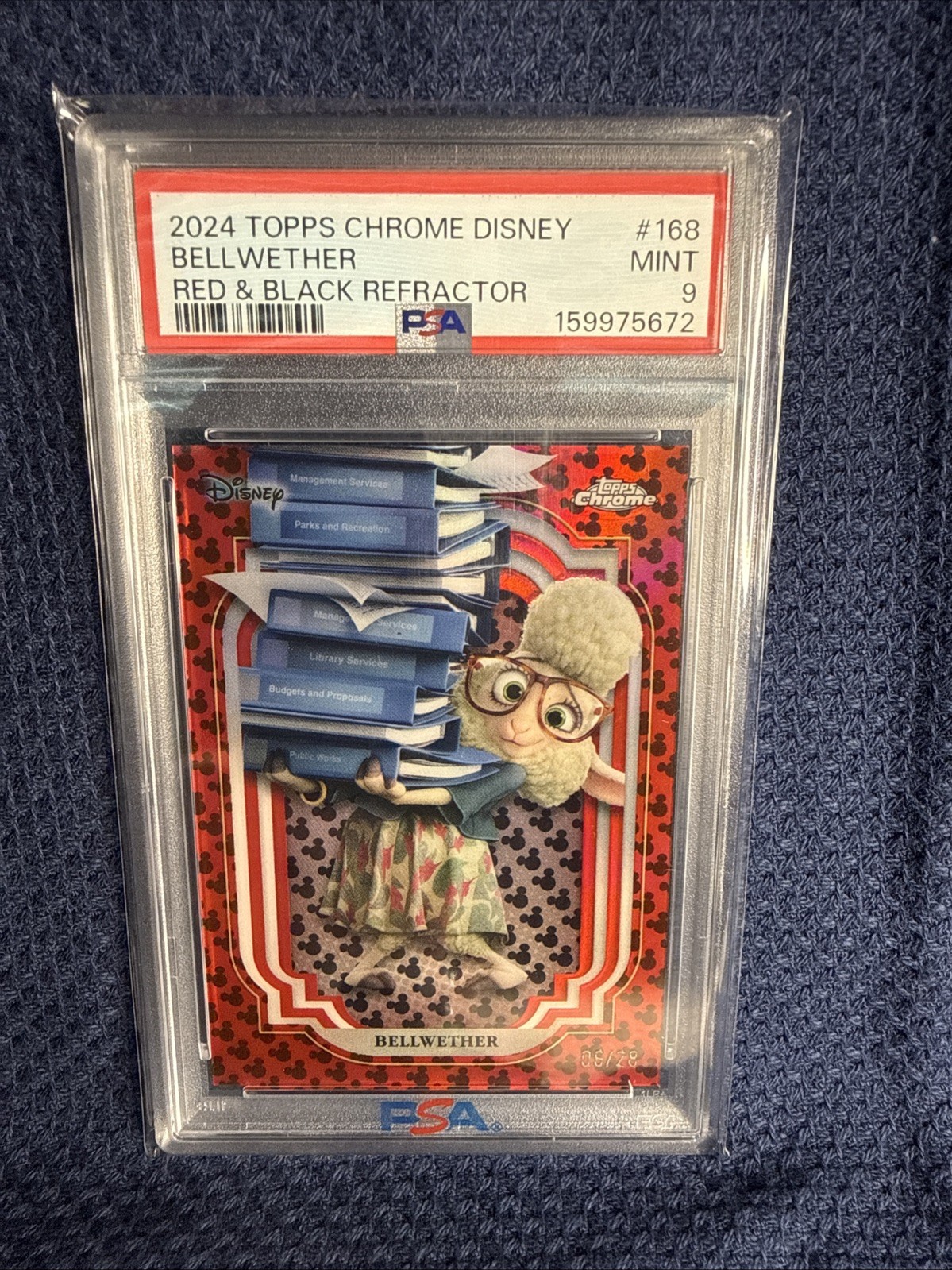 PSA 9 BELLWETHER 2024 TOPPS CHROME DISNEY BLACK RED REFRACTOR SP /28