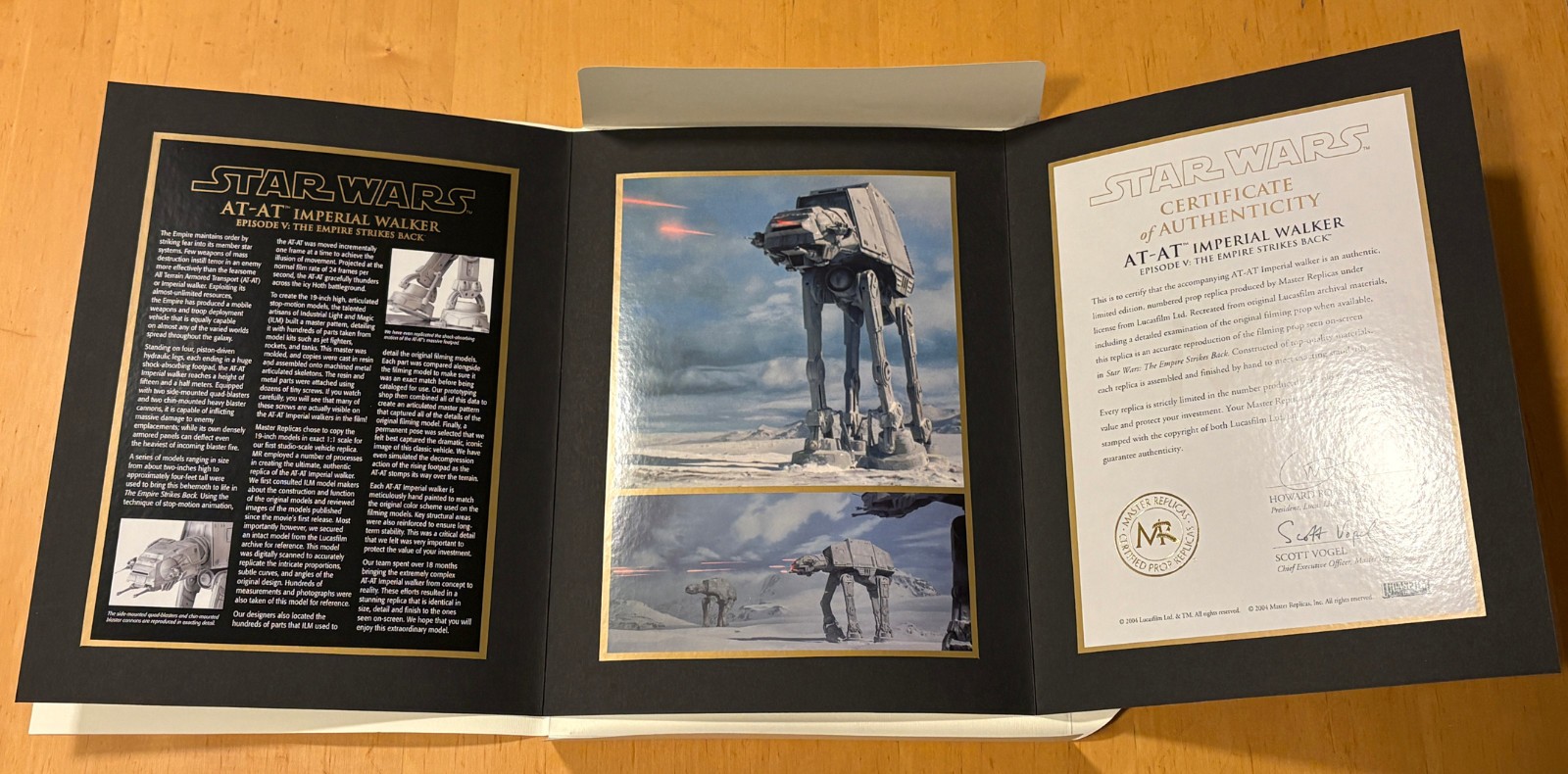 Papers only Master Replicas Star Wars AT-AT Imperial Walker COA paperwork 2004