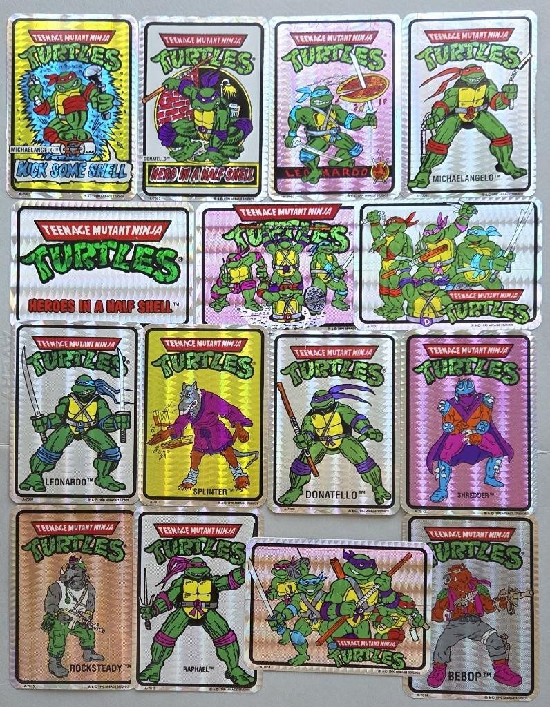 15 VTG 1990 TMNT Vending Machine Stickers Mirage Studios, A-7001 Thru A-7015 NOS 15 VTG 1990 TMNT Vending Machine Stickers Mirage Studios, A-7001 Thru A-7015 NOS